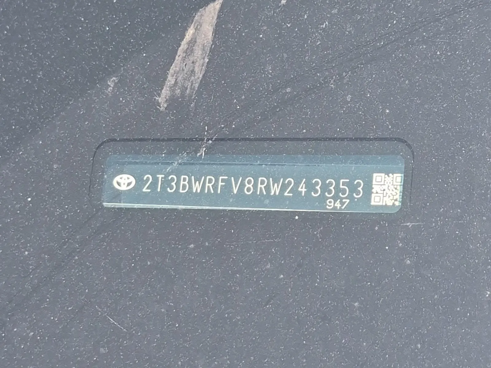 Dash VIN Plate Photo