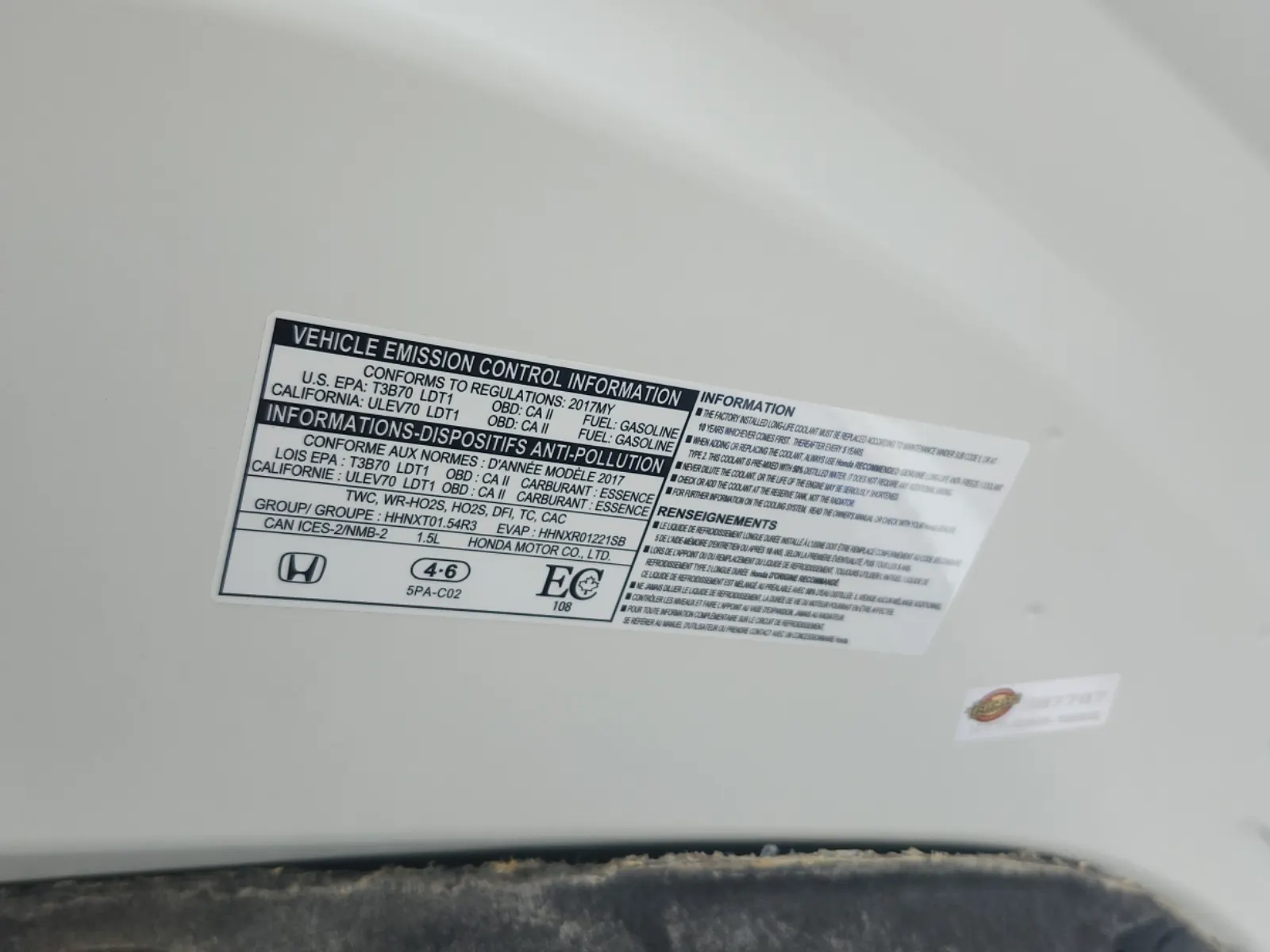 Emission Sticker Photo