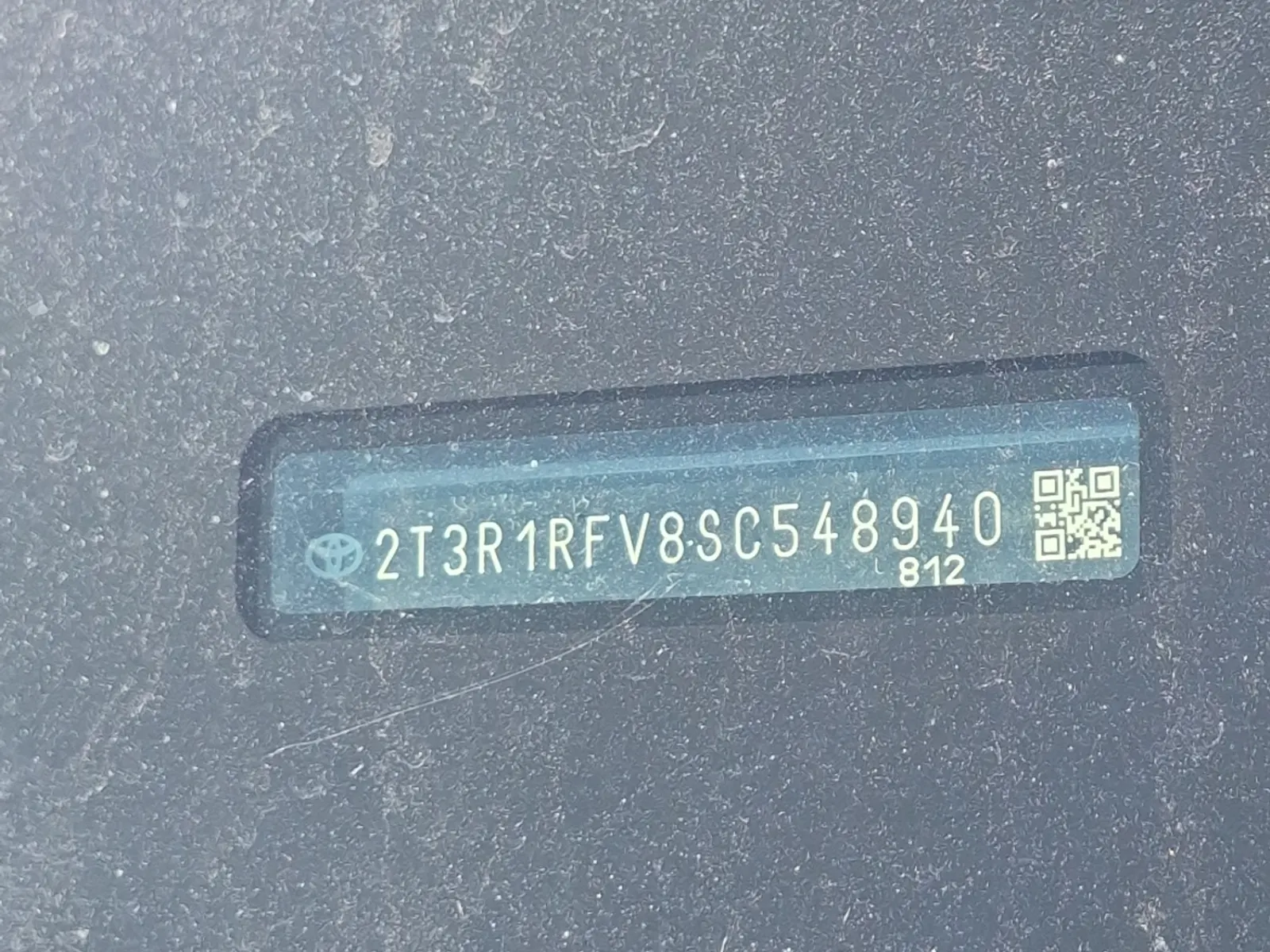 Dash VIN Plate Photo
