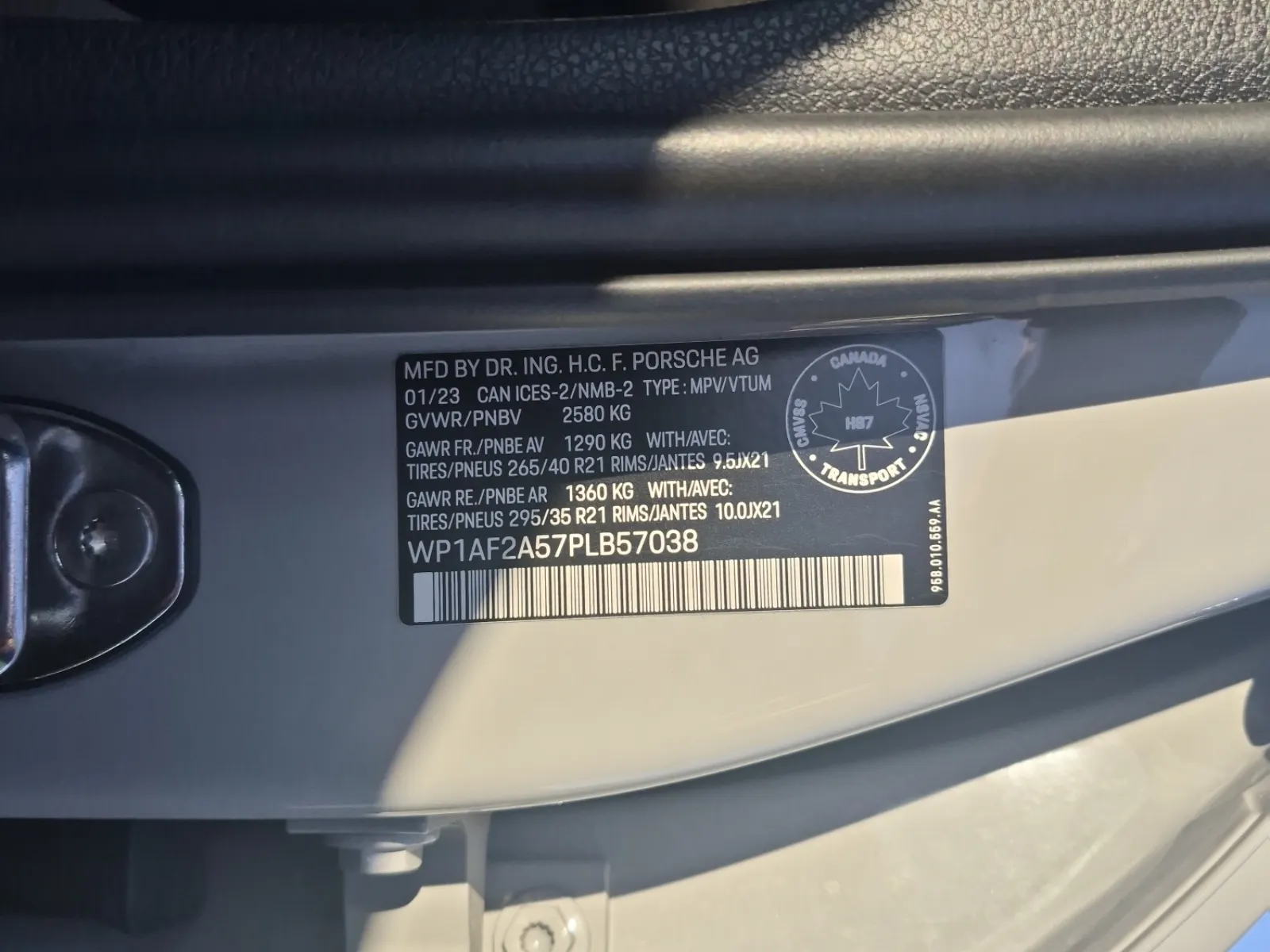 VIN Sticker Photo