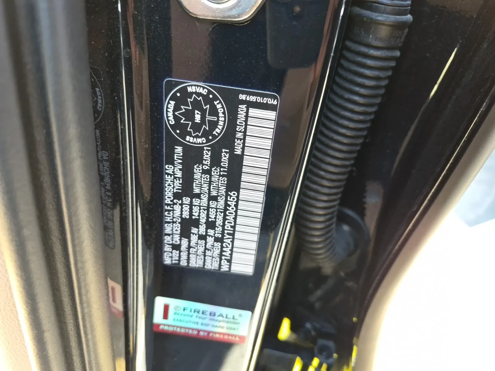 VIN Sticker Photo
