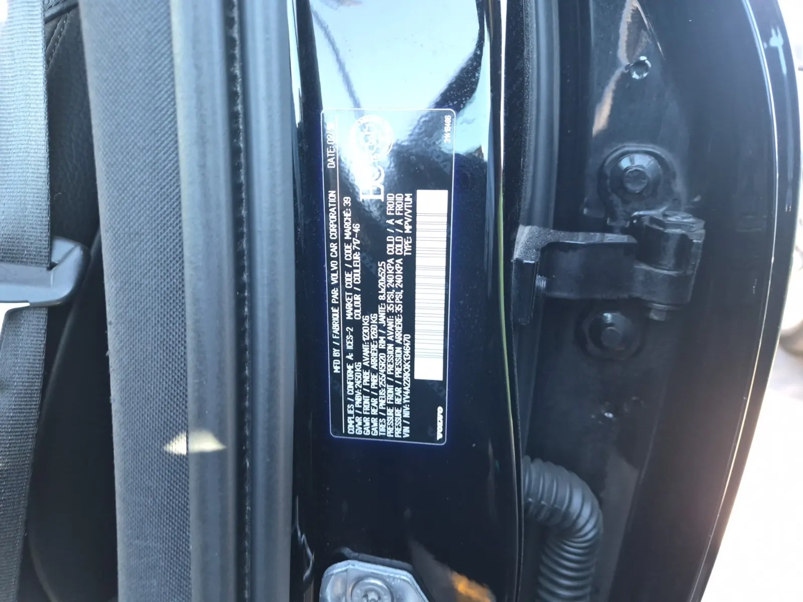 VIN Sticker Photo