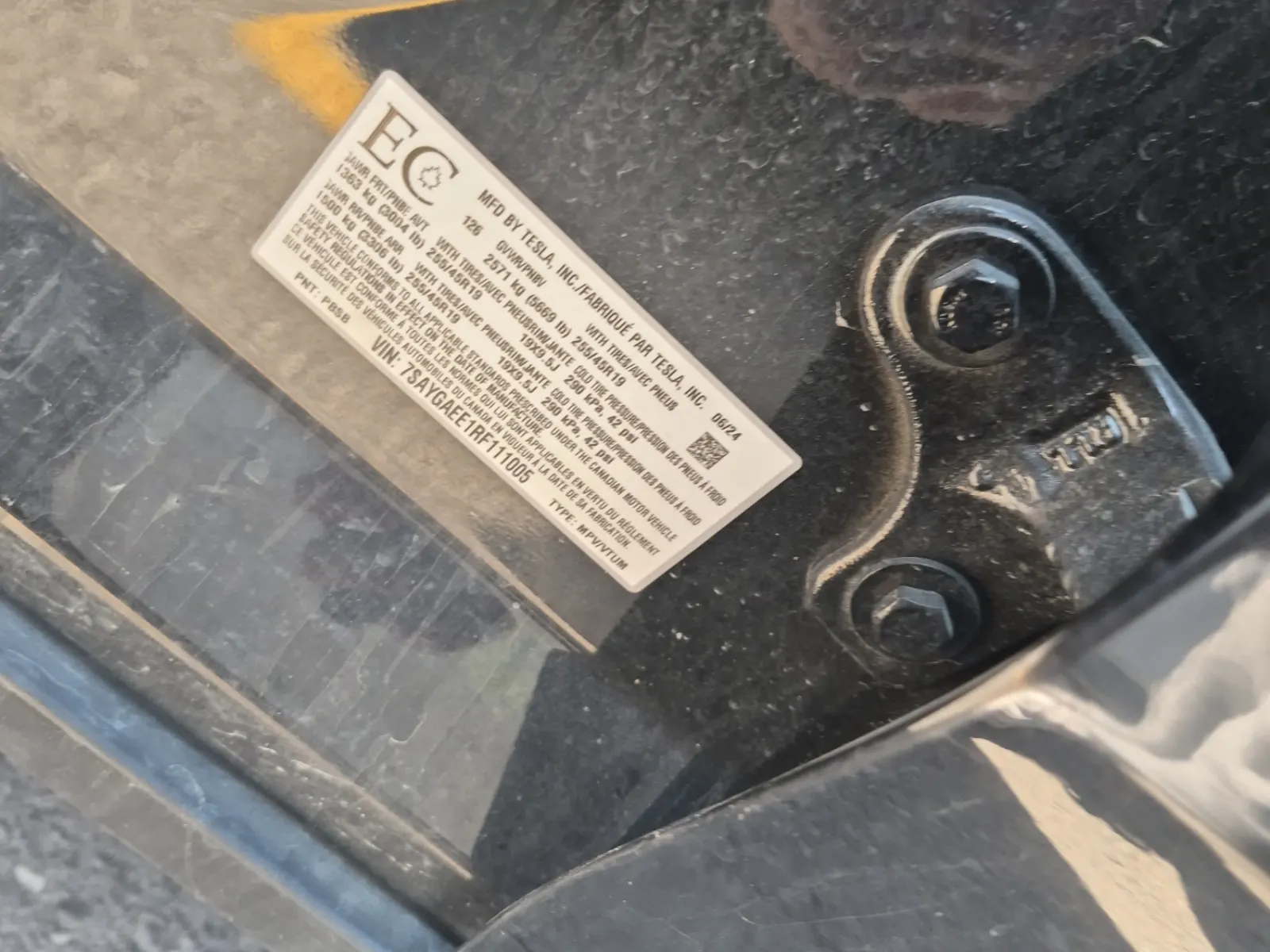 VIN Sticker Photo