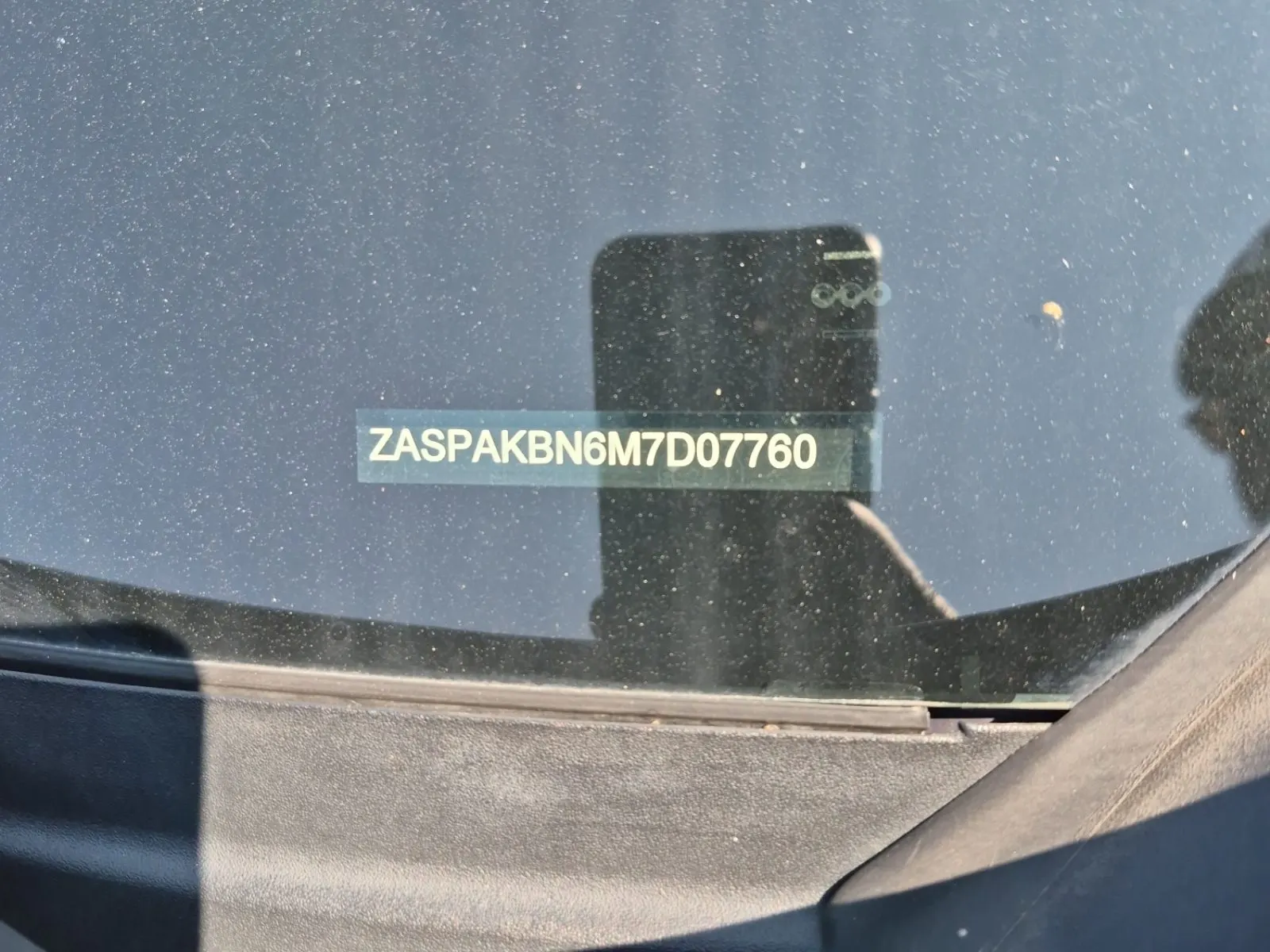 Dash VIN Plate Photo