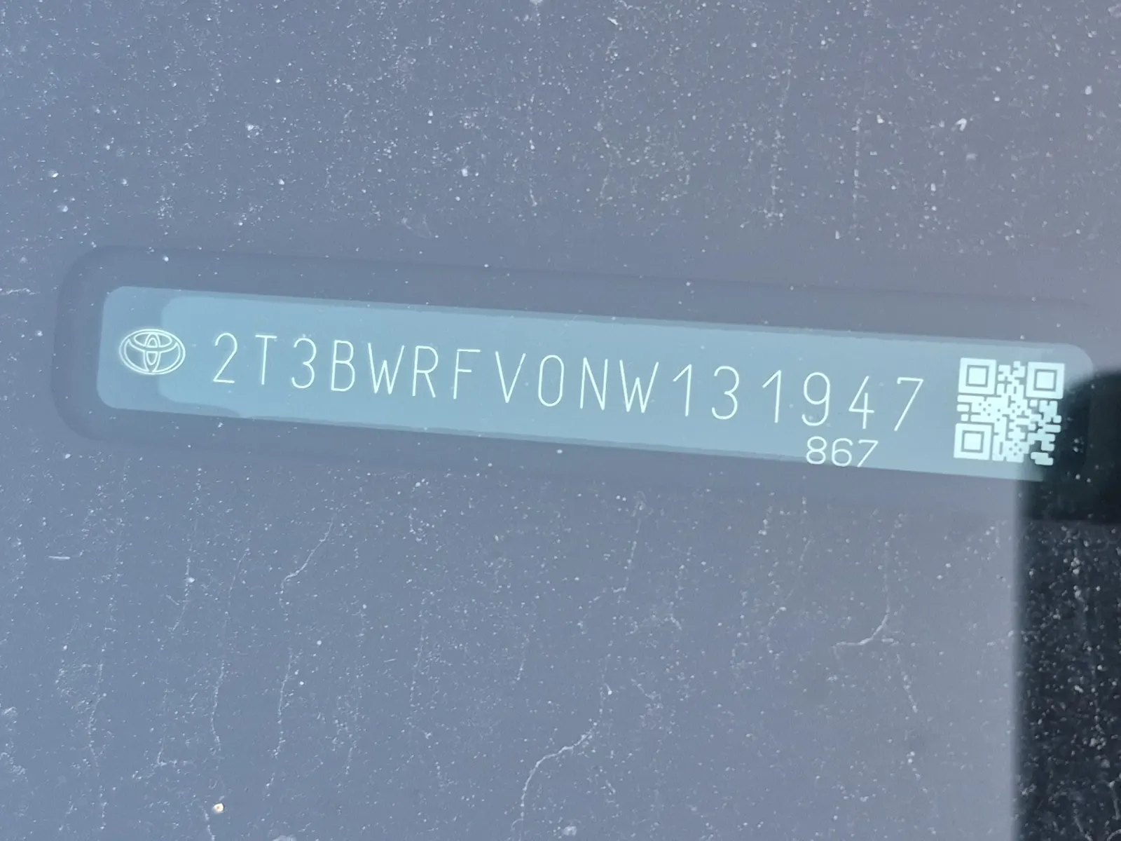 Dash VIN Plate Photo