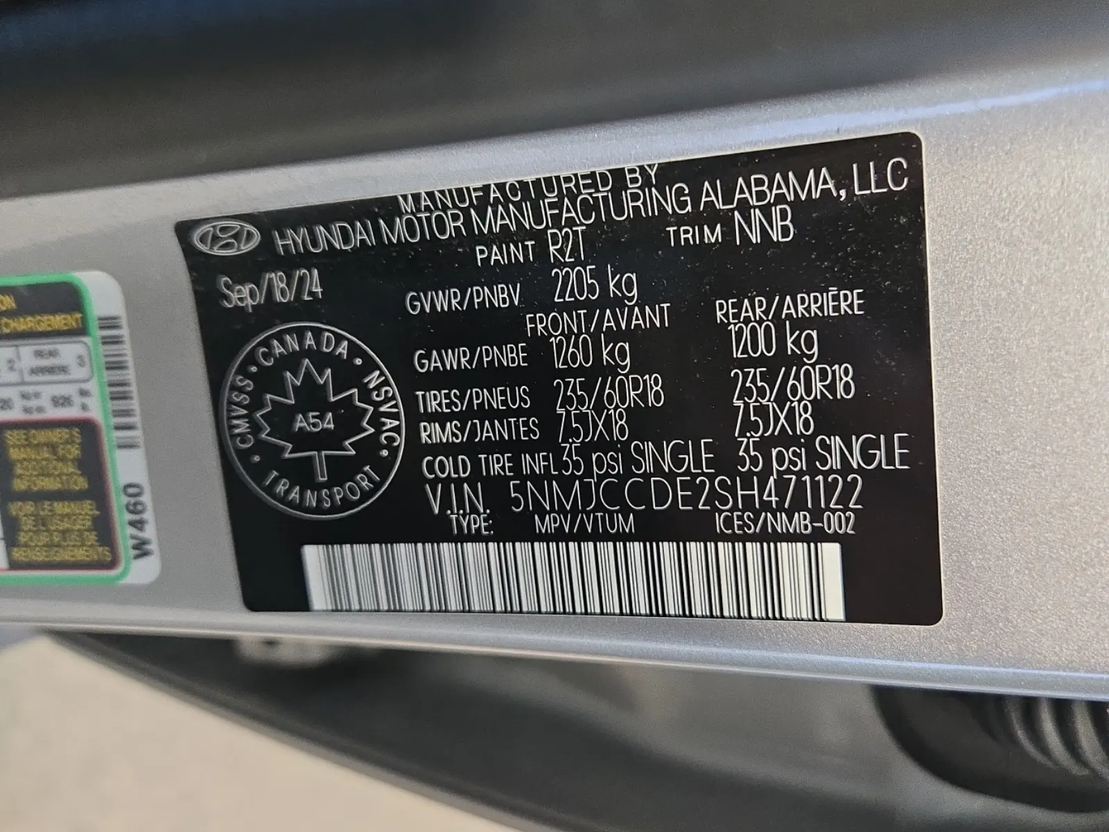 VIN Sticker Photo