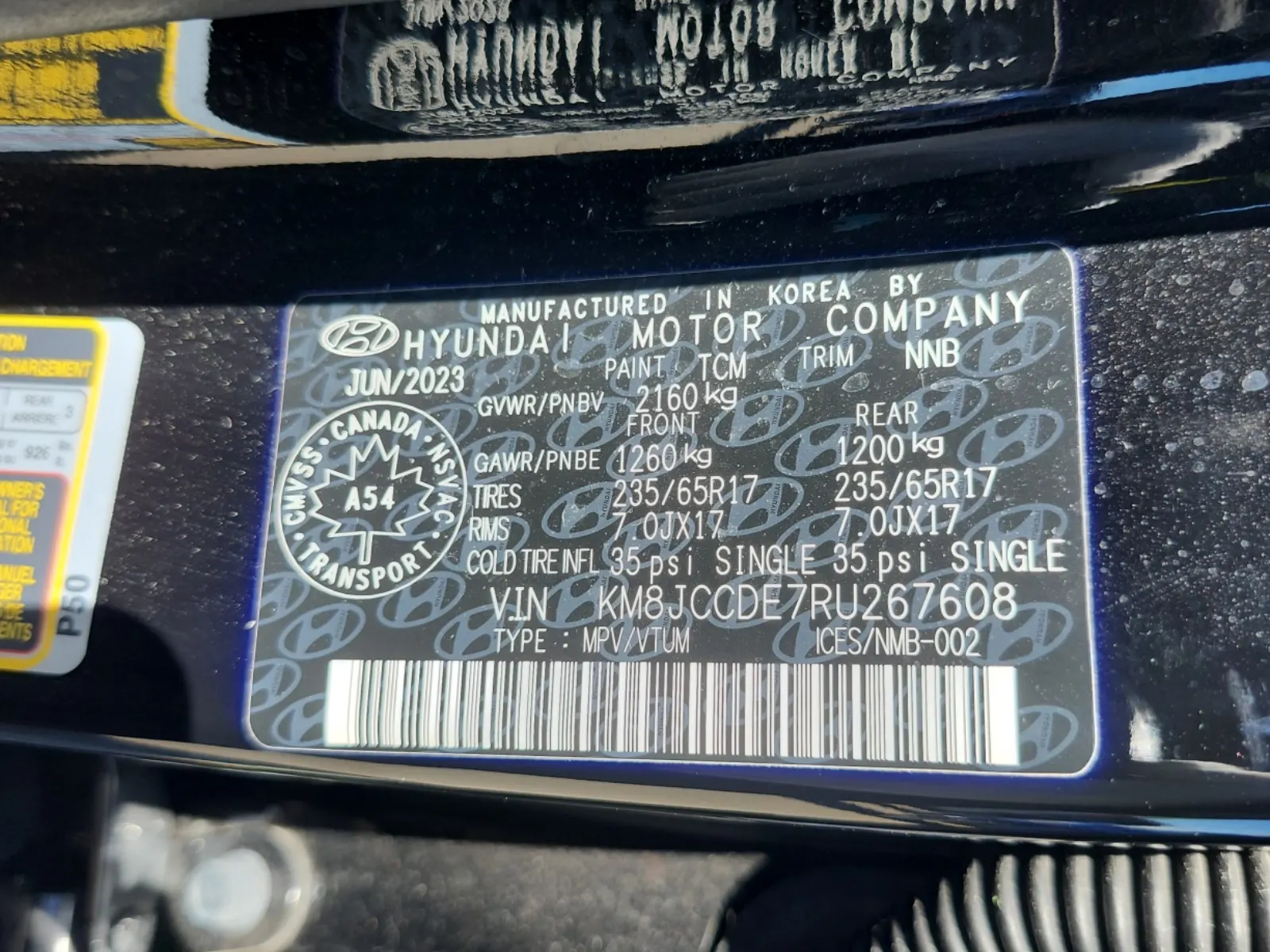 VIN Sticker Photo