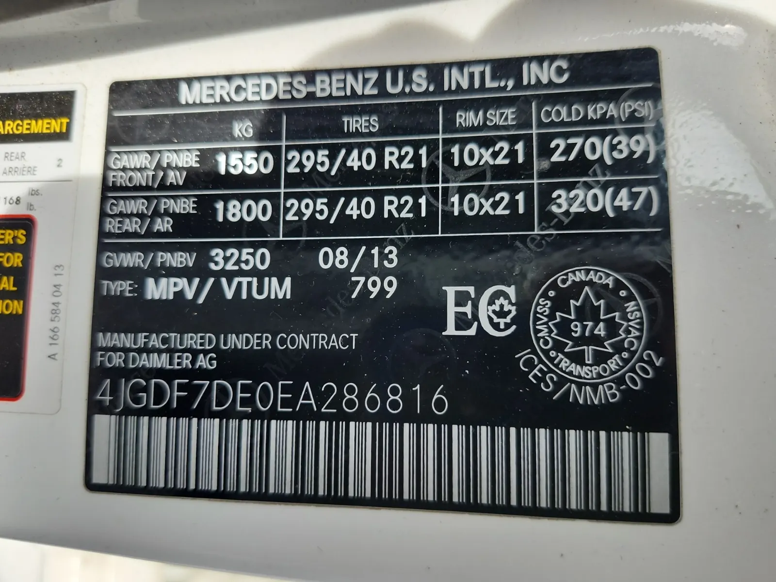 VIN Sticker Photo