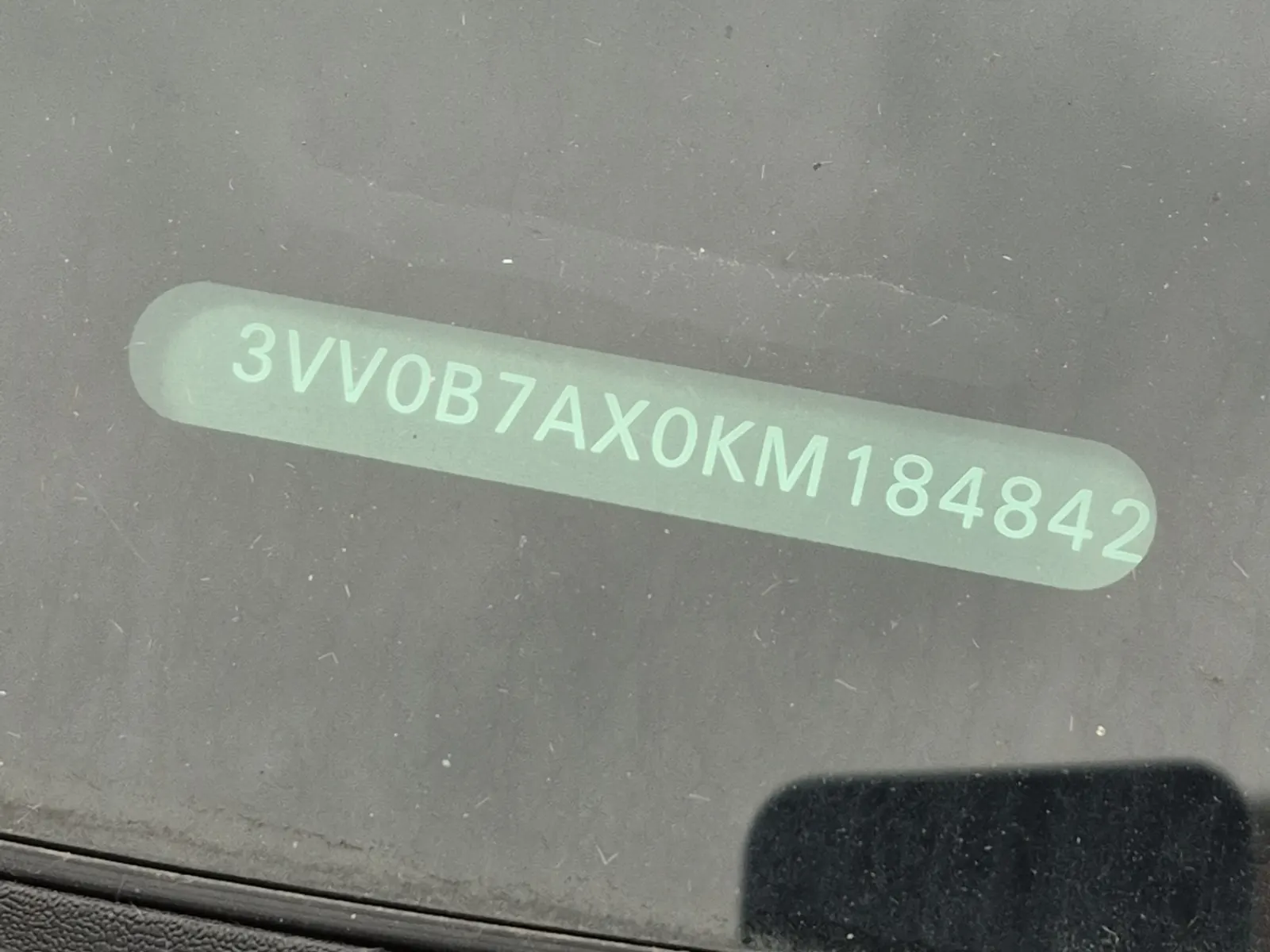 Dash VIN Plate Photo
