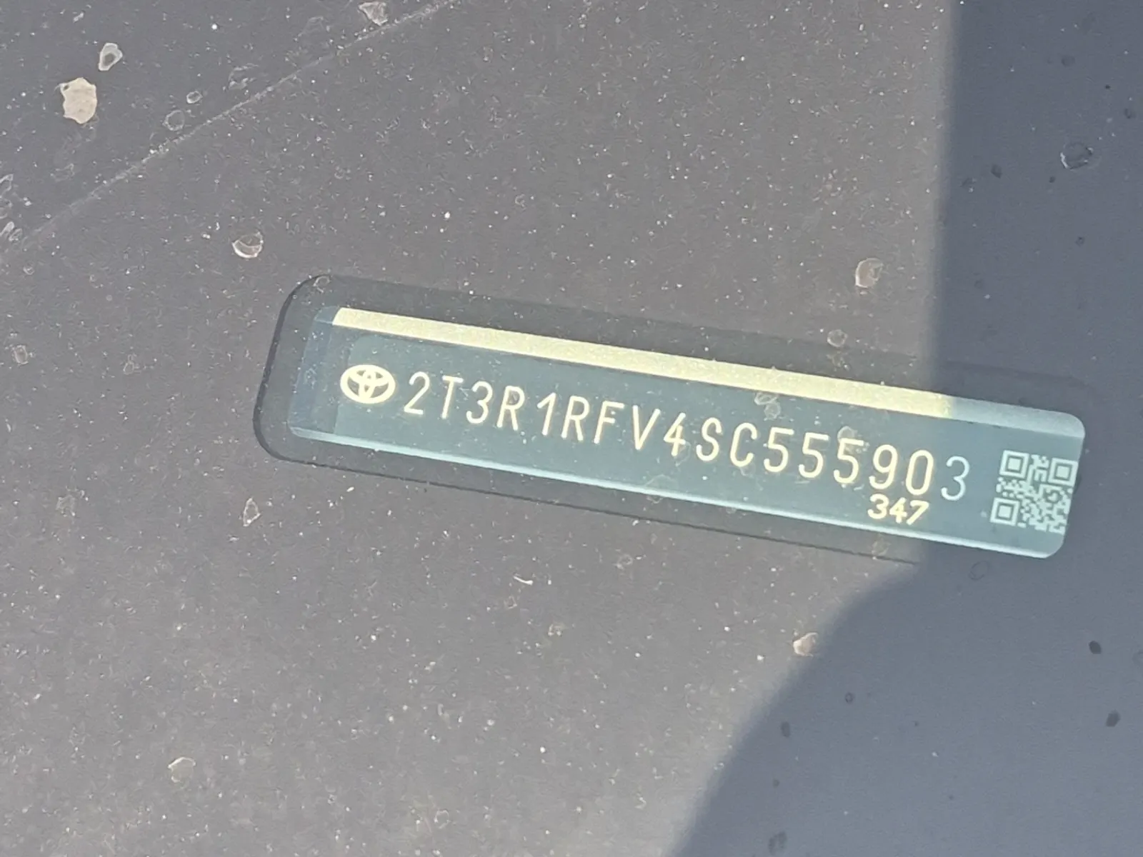 Dash VIN Plate Photo
