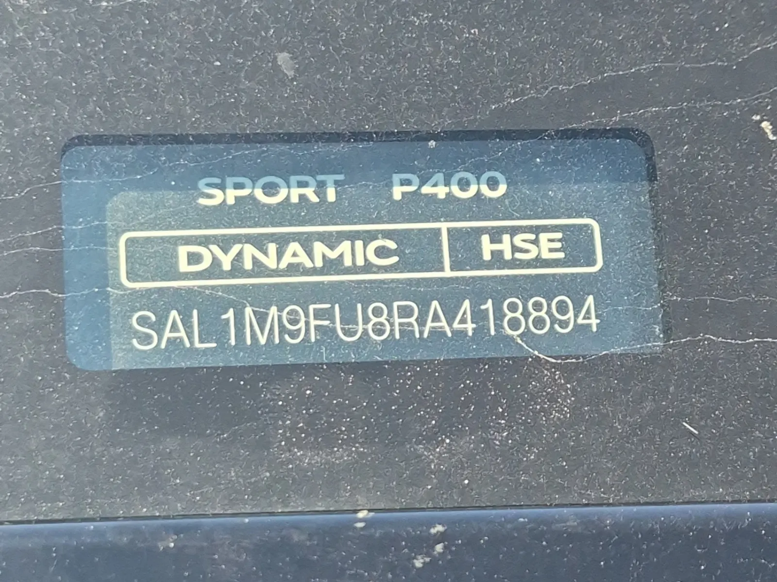 Dash VIN Plate Photo