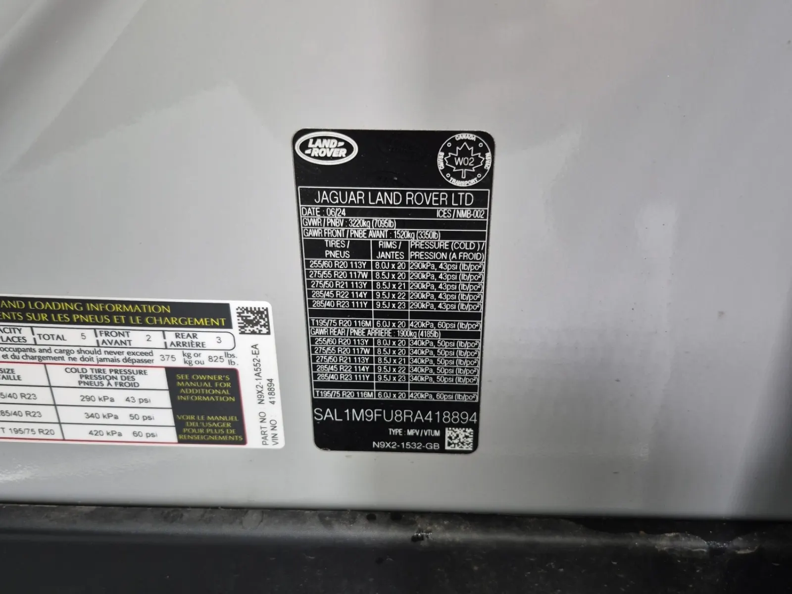 VIN Sticker Photo