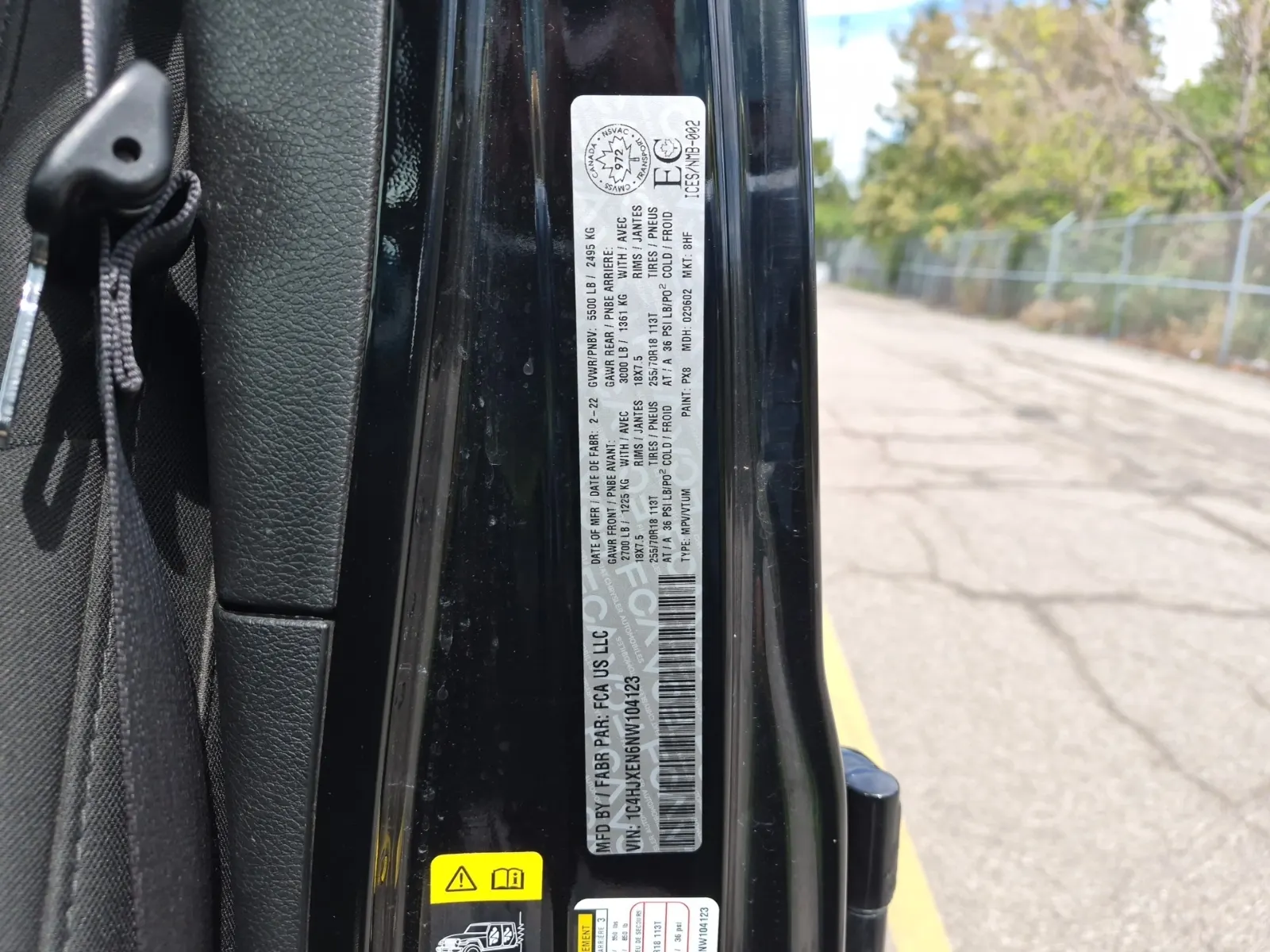 VIN Sticker Photo