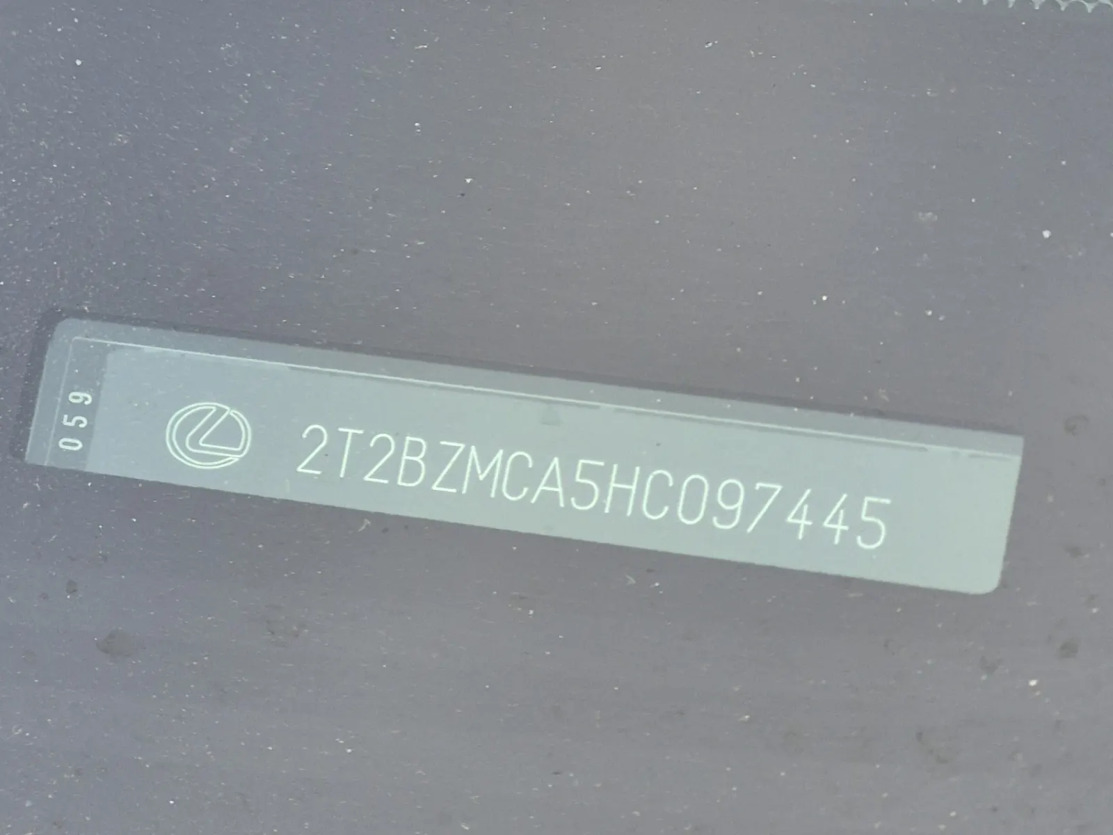 Dash VIN Plate Photo