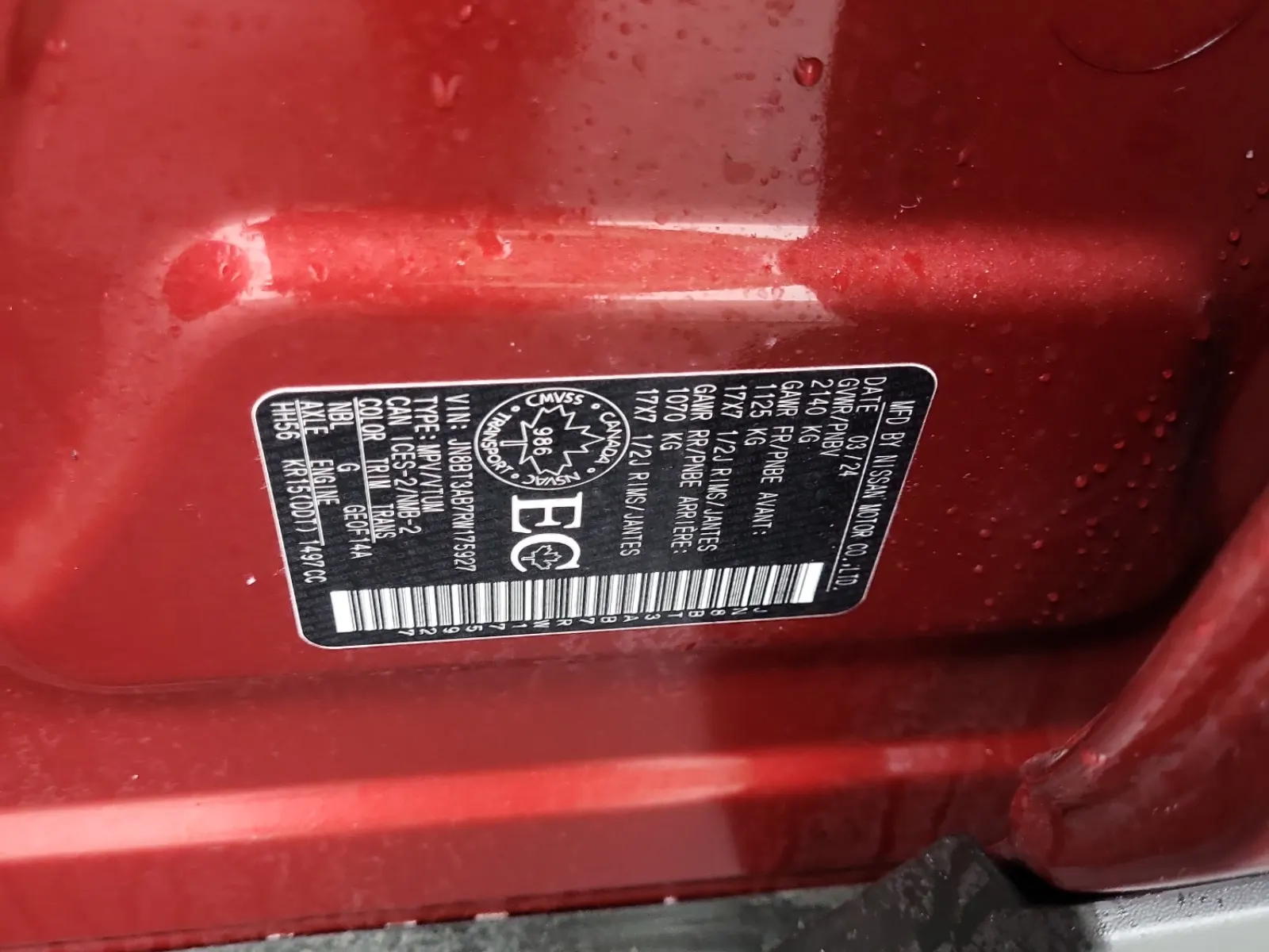 VIN Sticker Photo