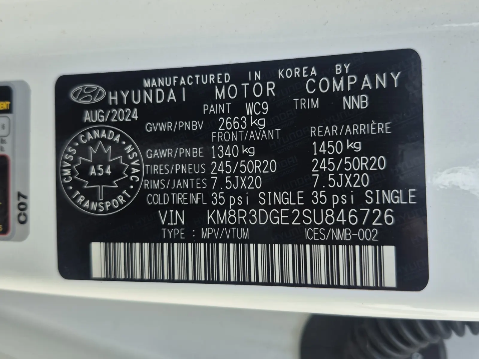 VIN Sticker Photo