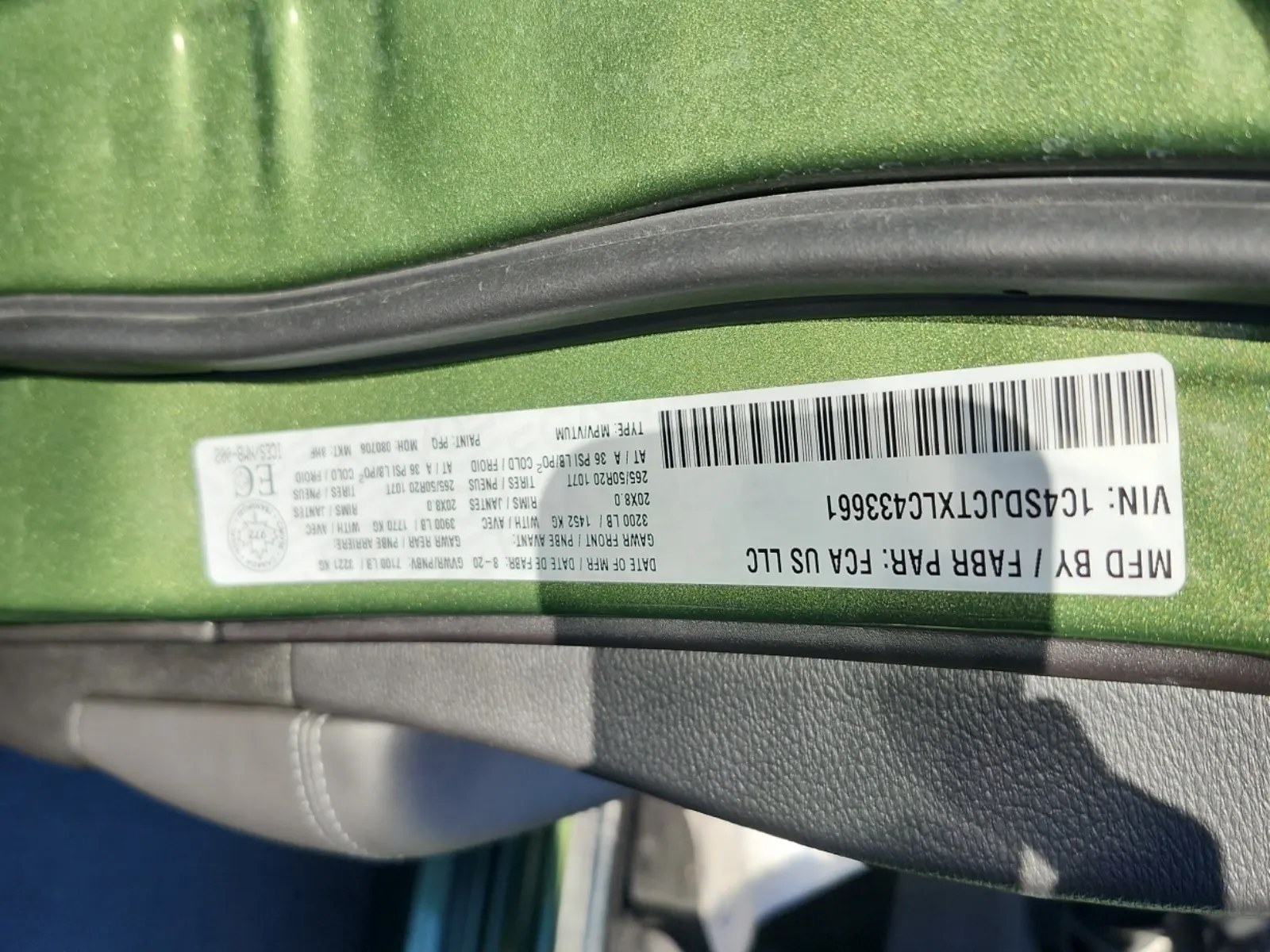 VIN Sticker Photo