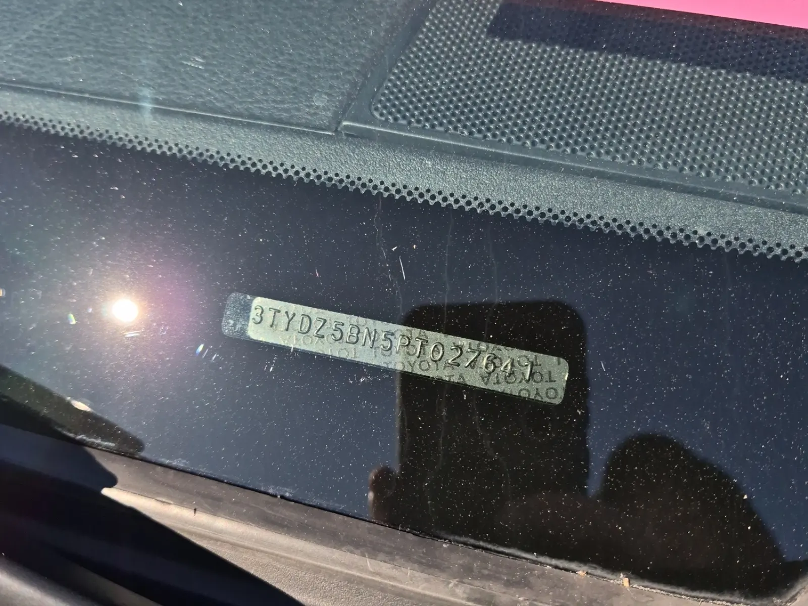 Dash VIN Plate Photo