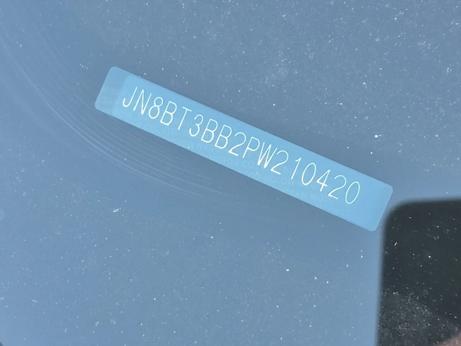 Dash VIN Plate Photo