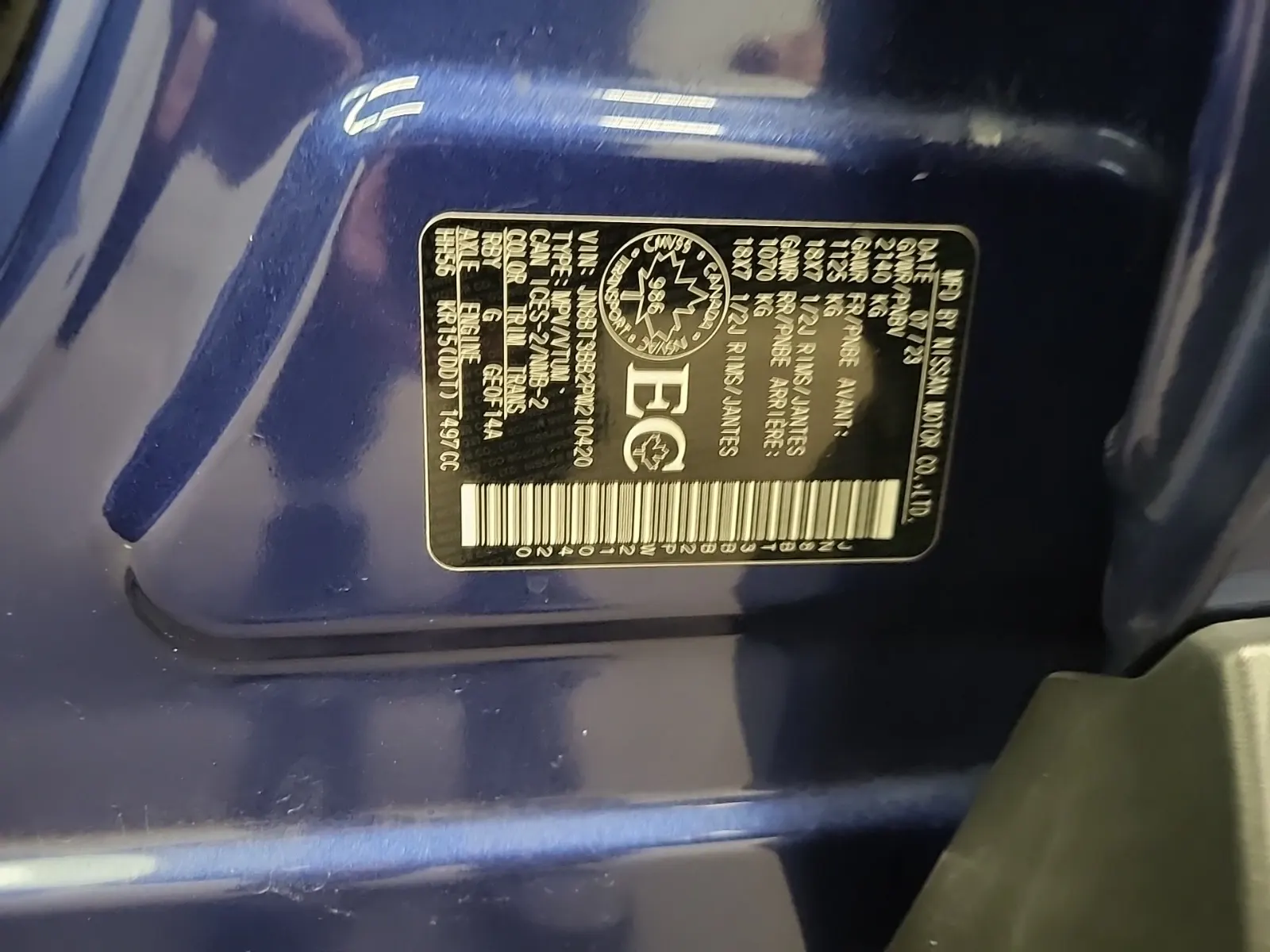 VIN Sticker Photo