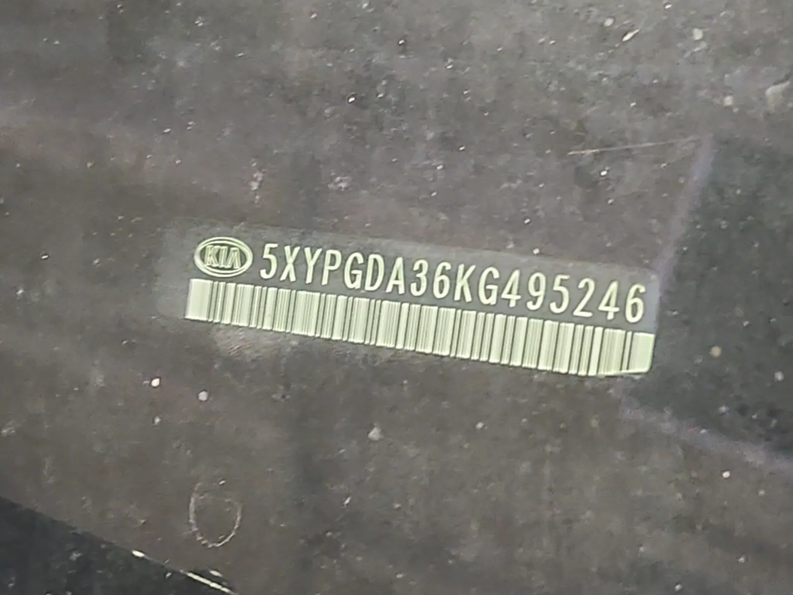 Dash VIN Plate Photo