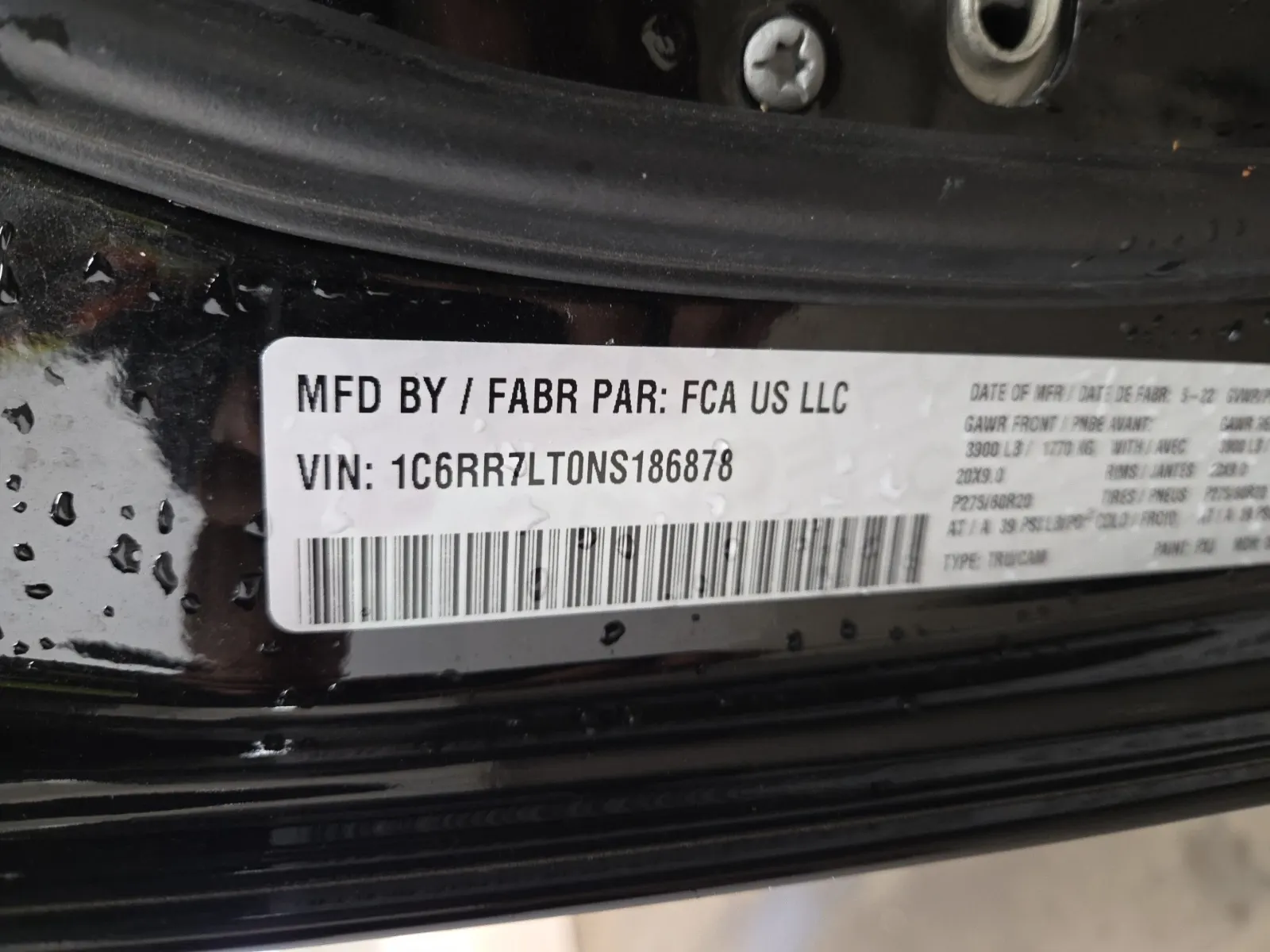 VIN Sticker Photo