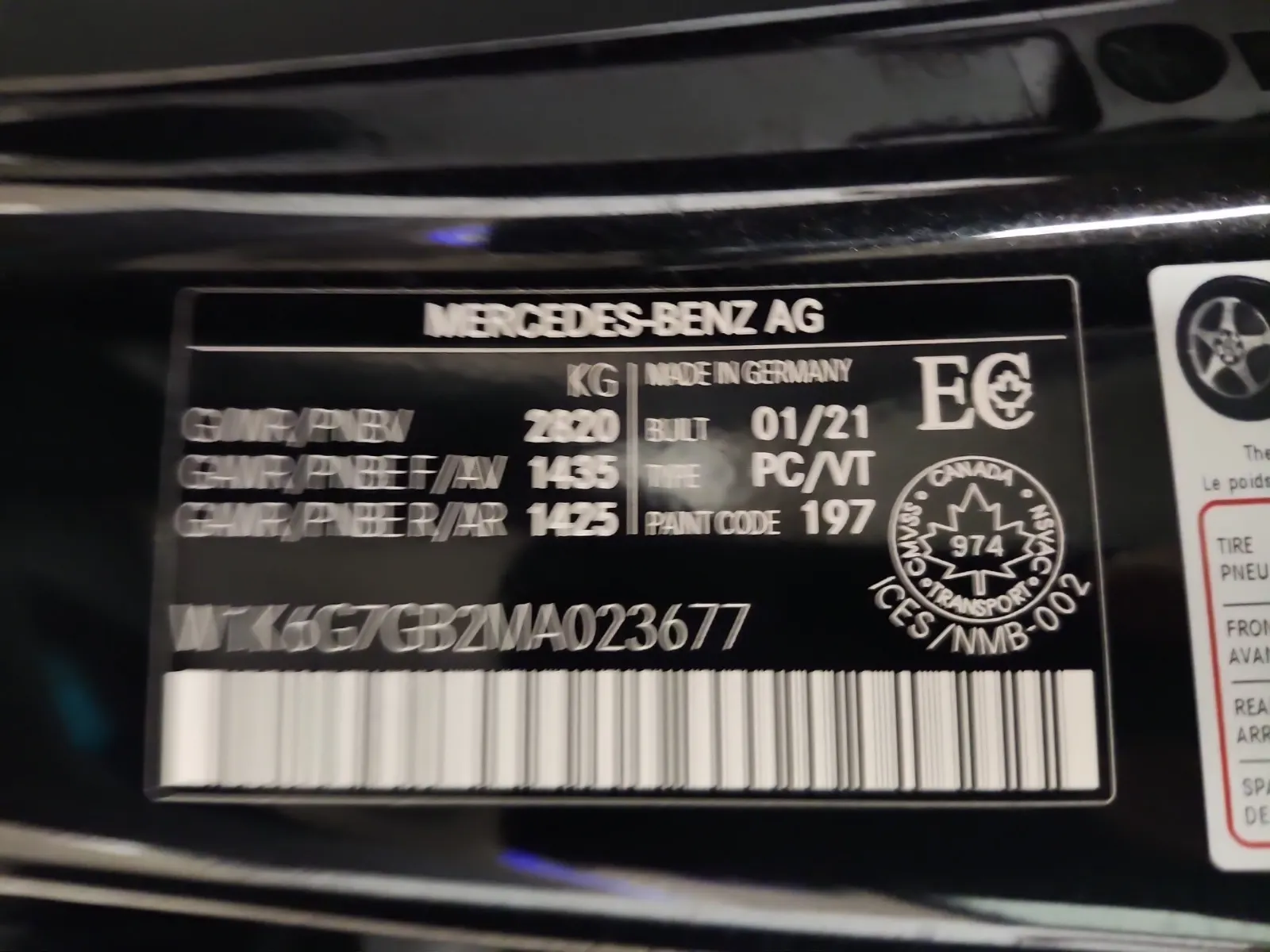 VIN Sticker Photo