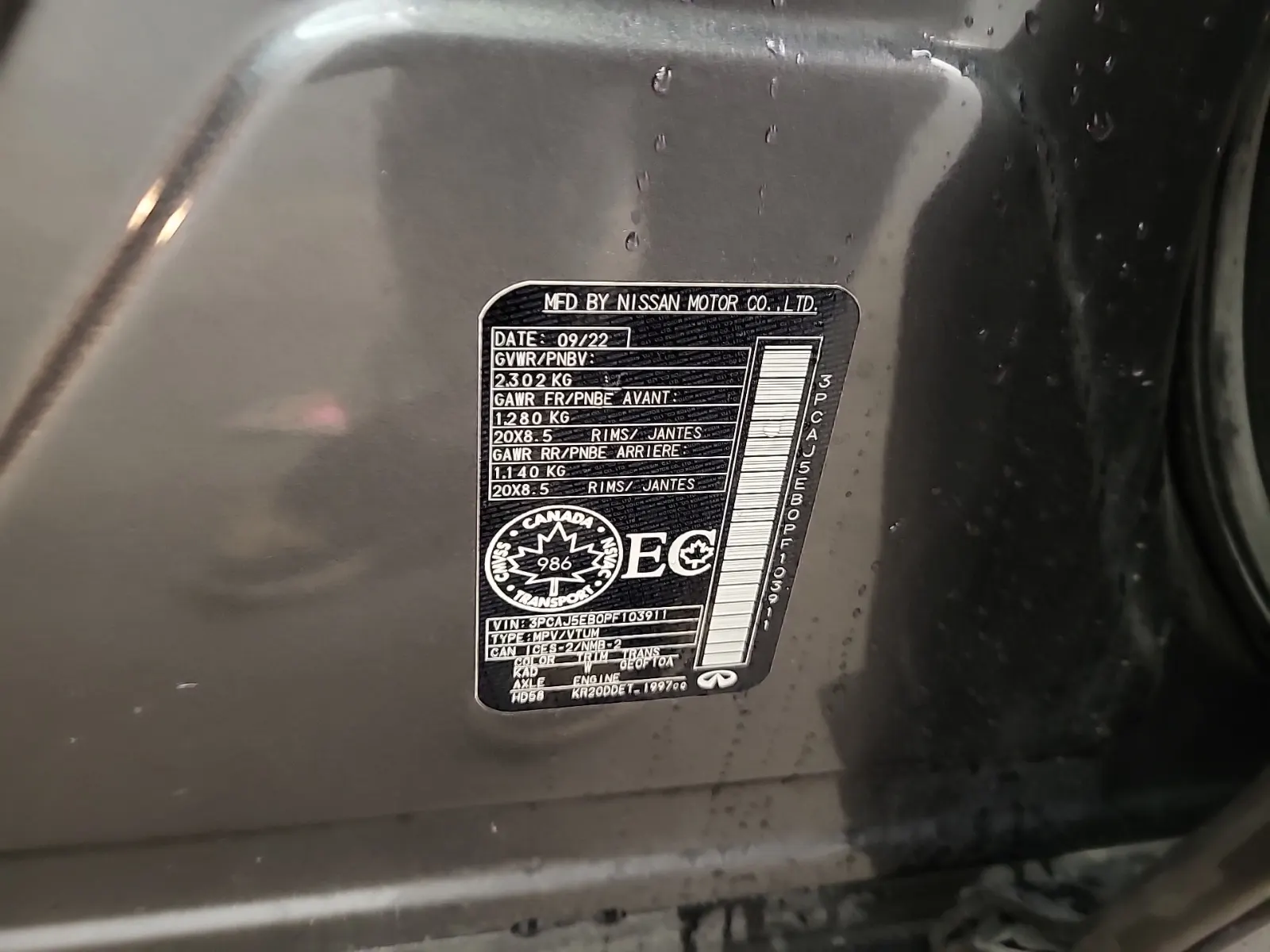 VIN Sticker Photo