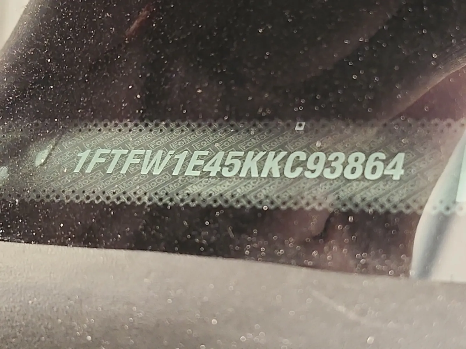 Dash VIN Plate Photo
