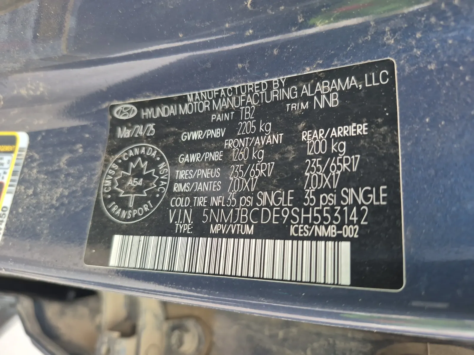 VIN Sticker Photo