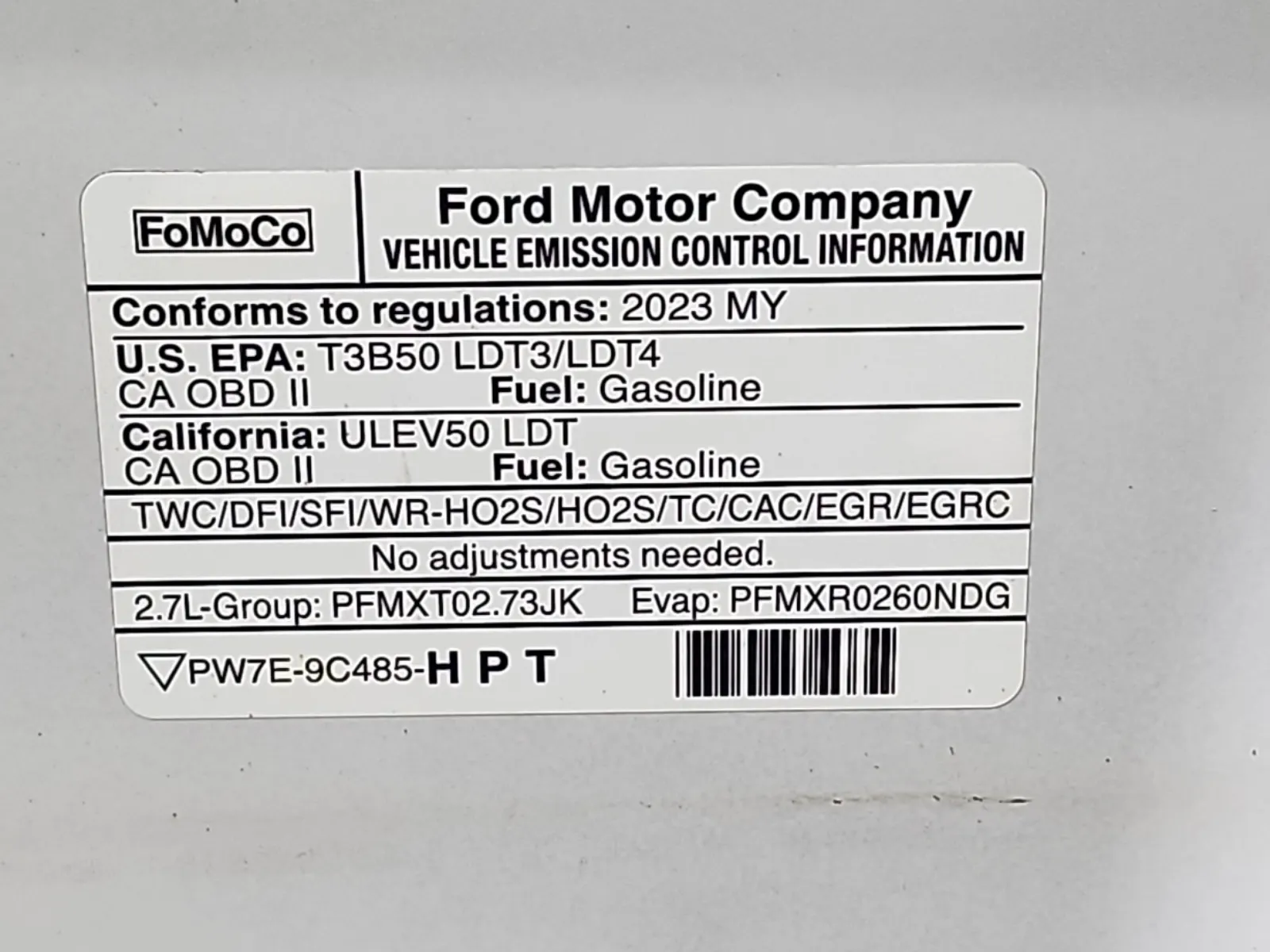 Emission Sticker Photo