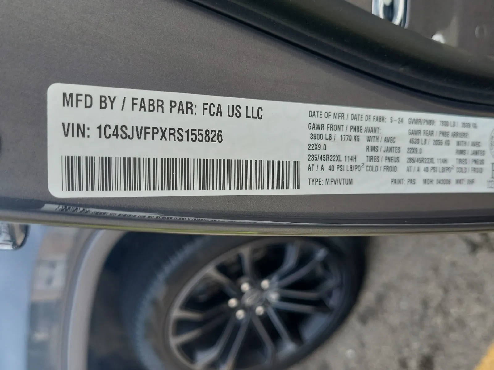 VIN Sticker Photo