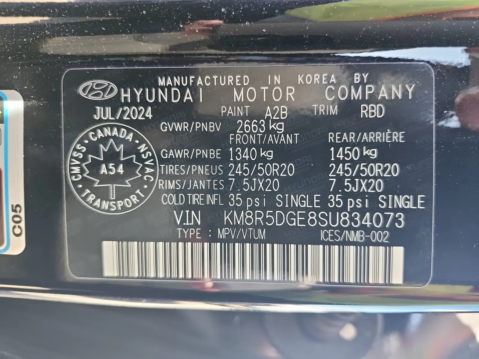 VIN Sticker Photo