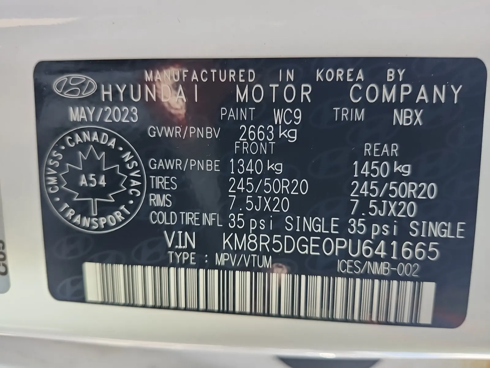 VIN Sticker Photo