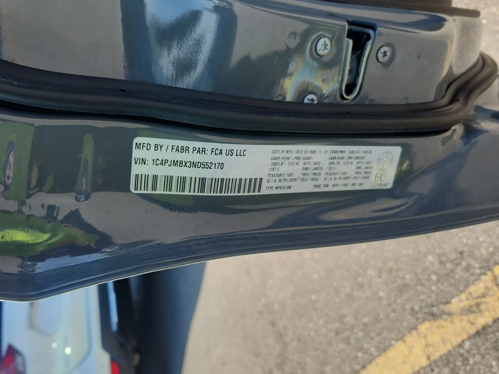 VIN Sticker Photo