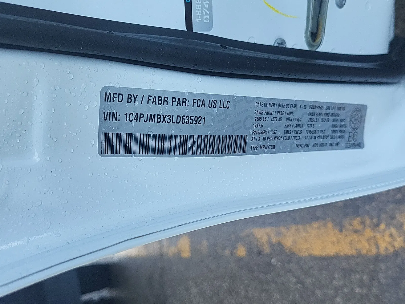 VIN Sticker Photo