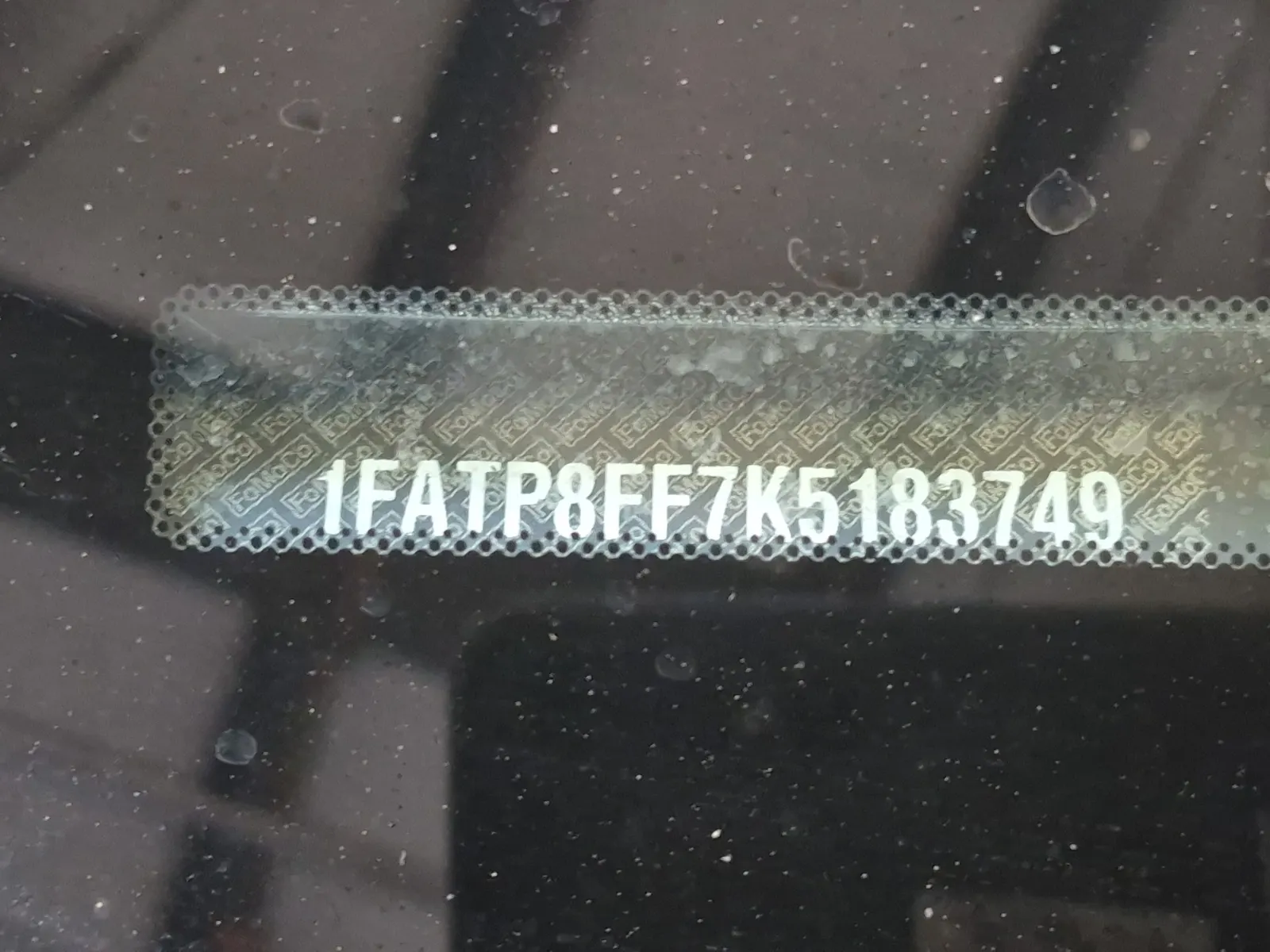 Dash VIN Plate Photo