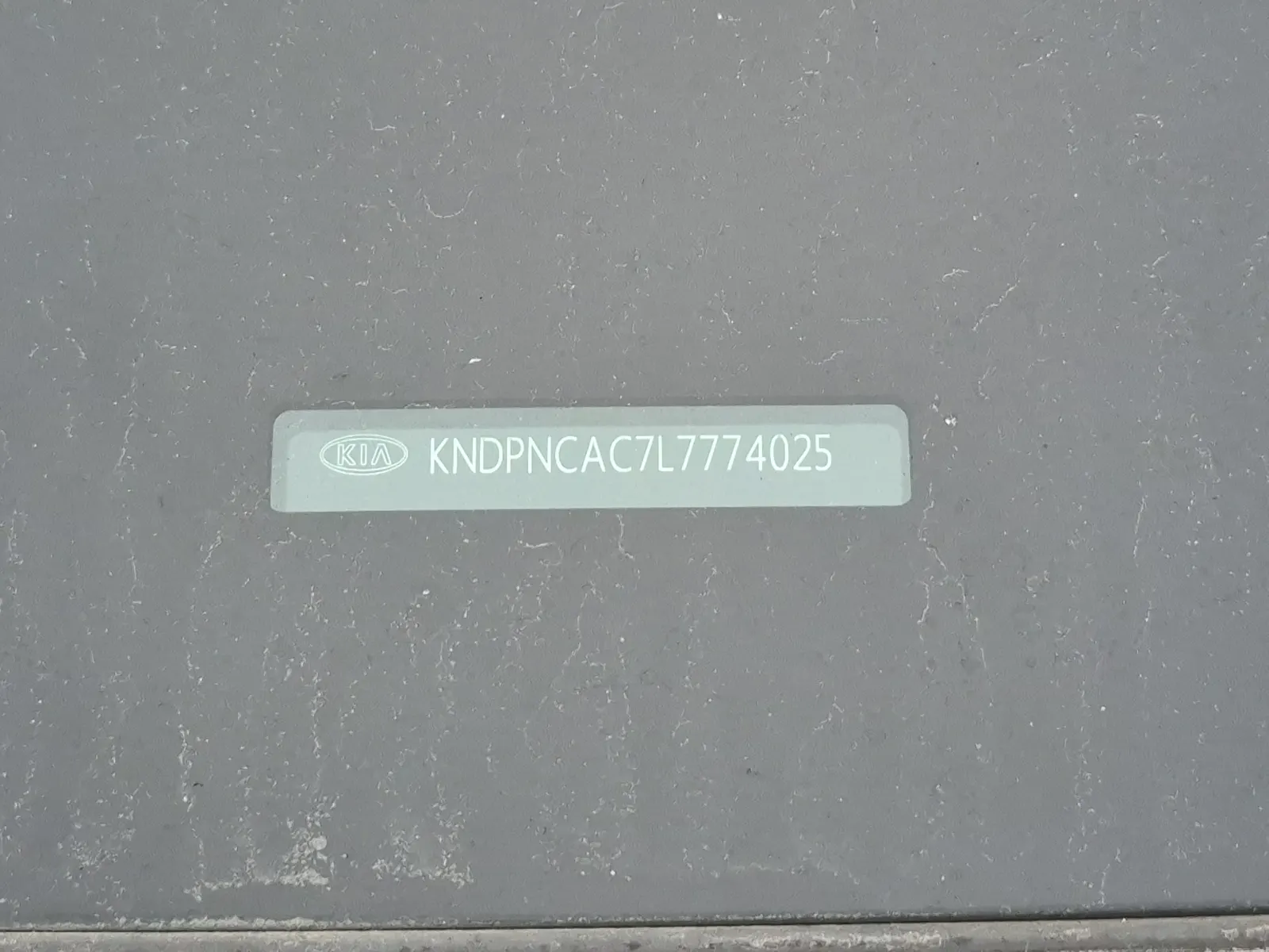 Dash VIN Plate Photo