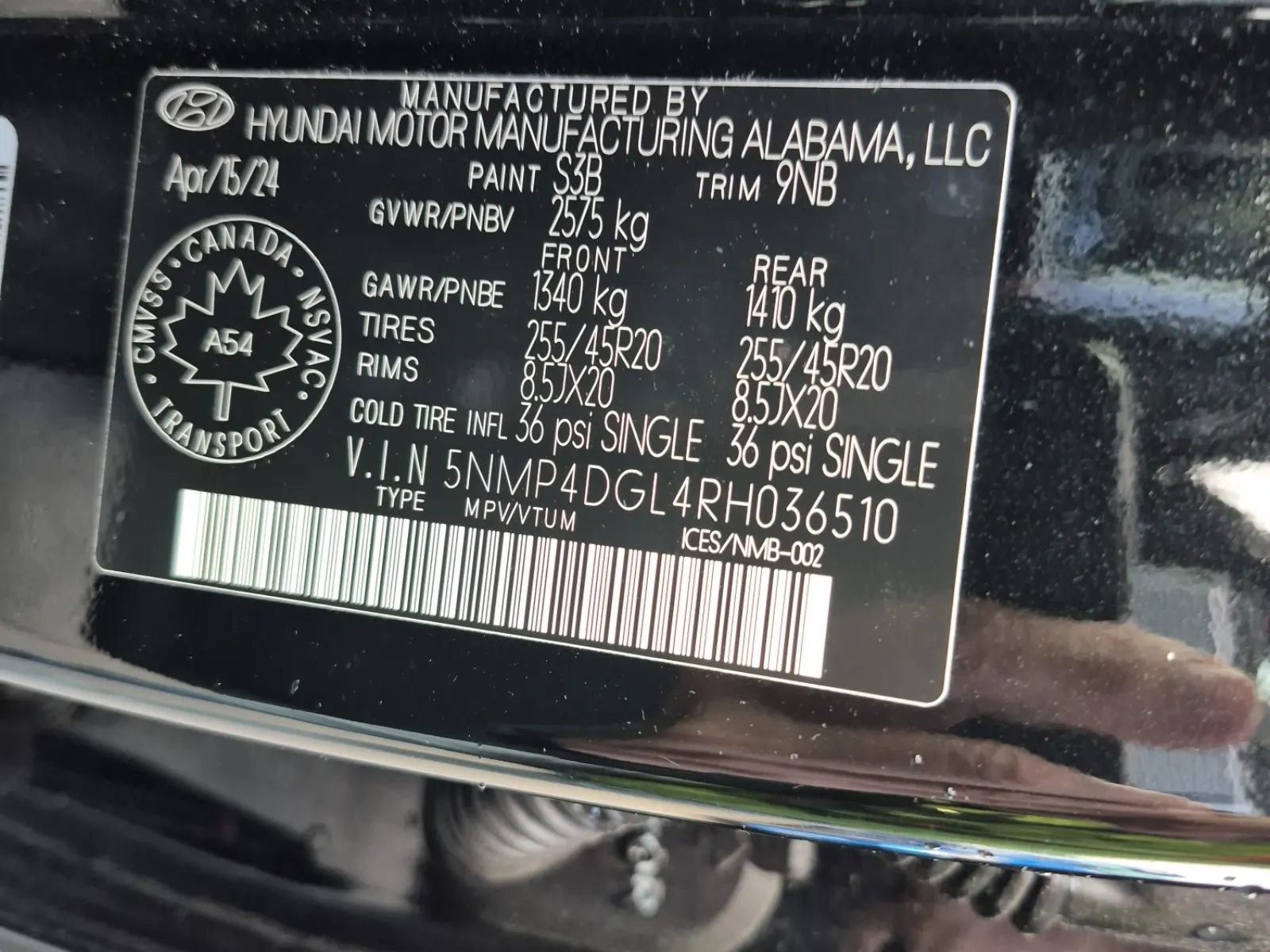VIN Sticker Photo