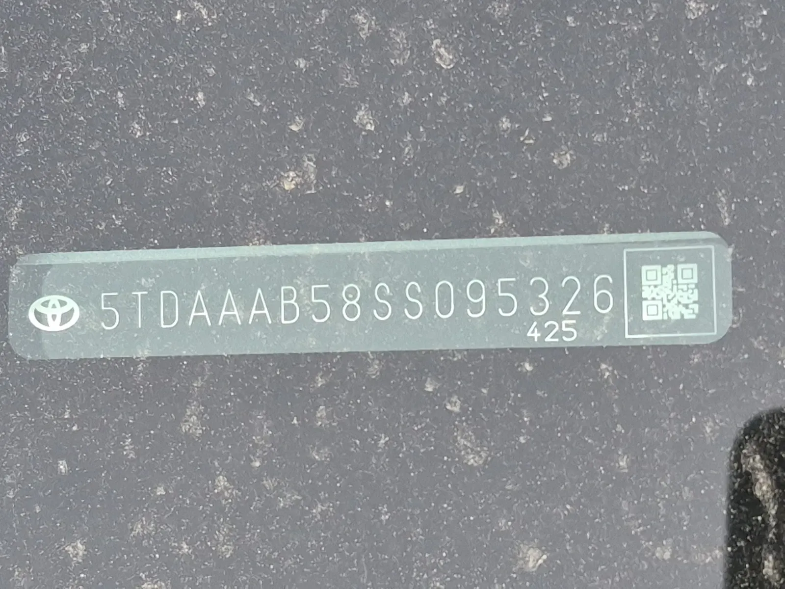 Dash VIN Plate Photo