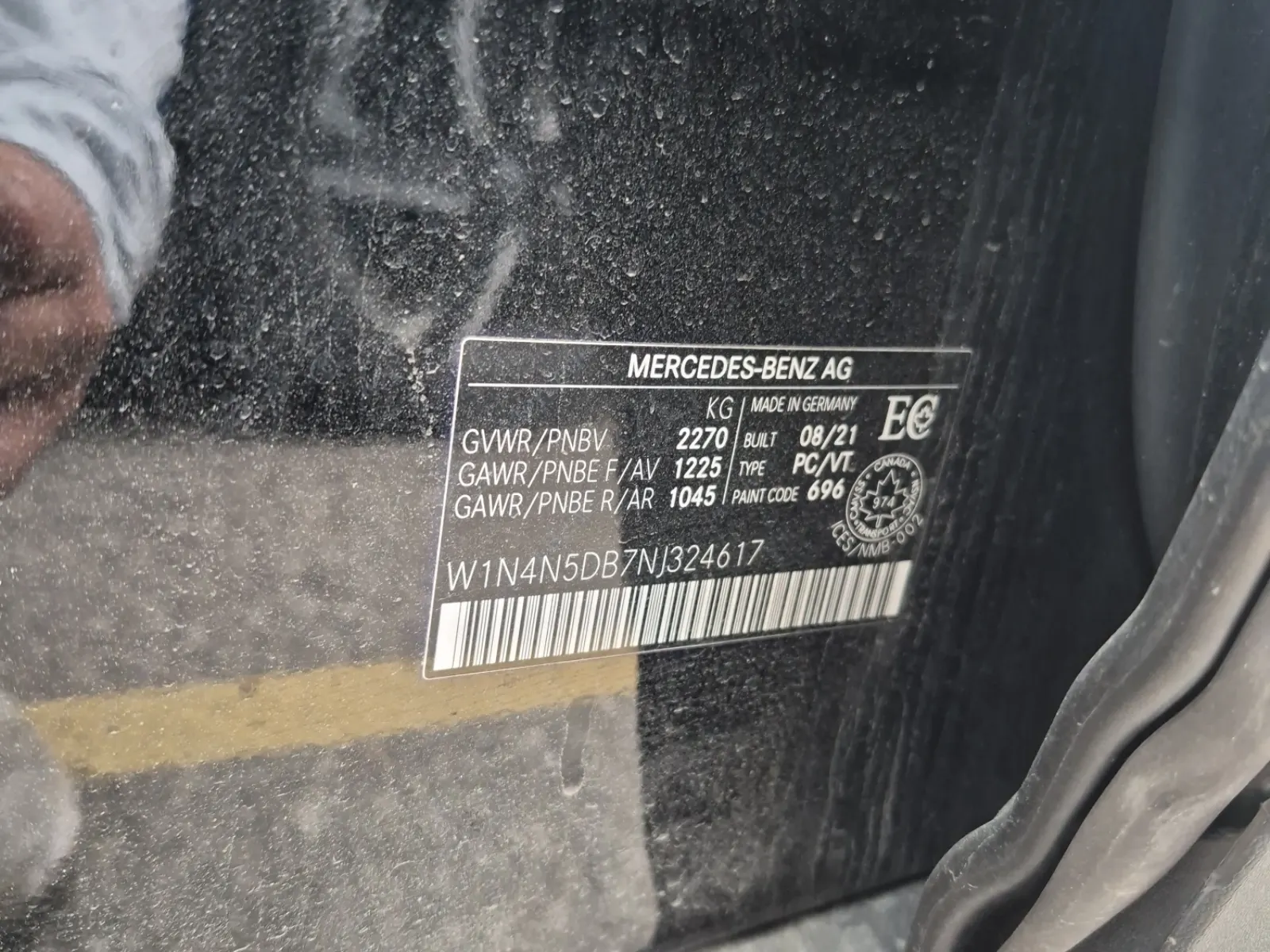 VIN Sticker Photo