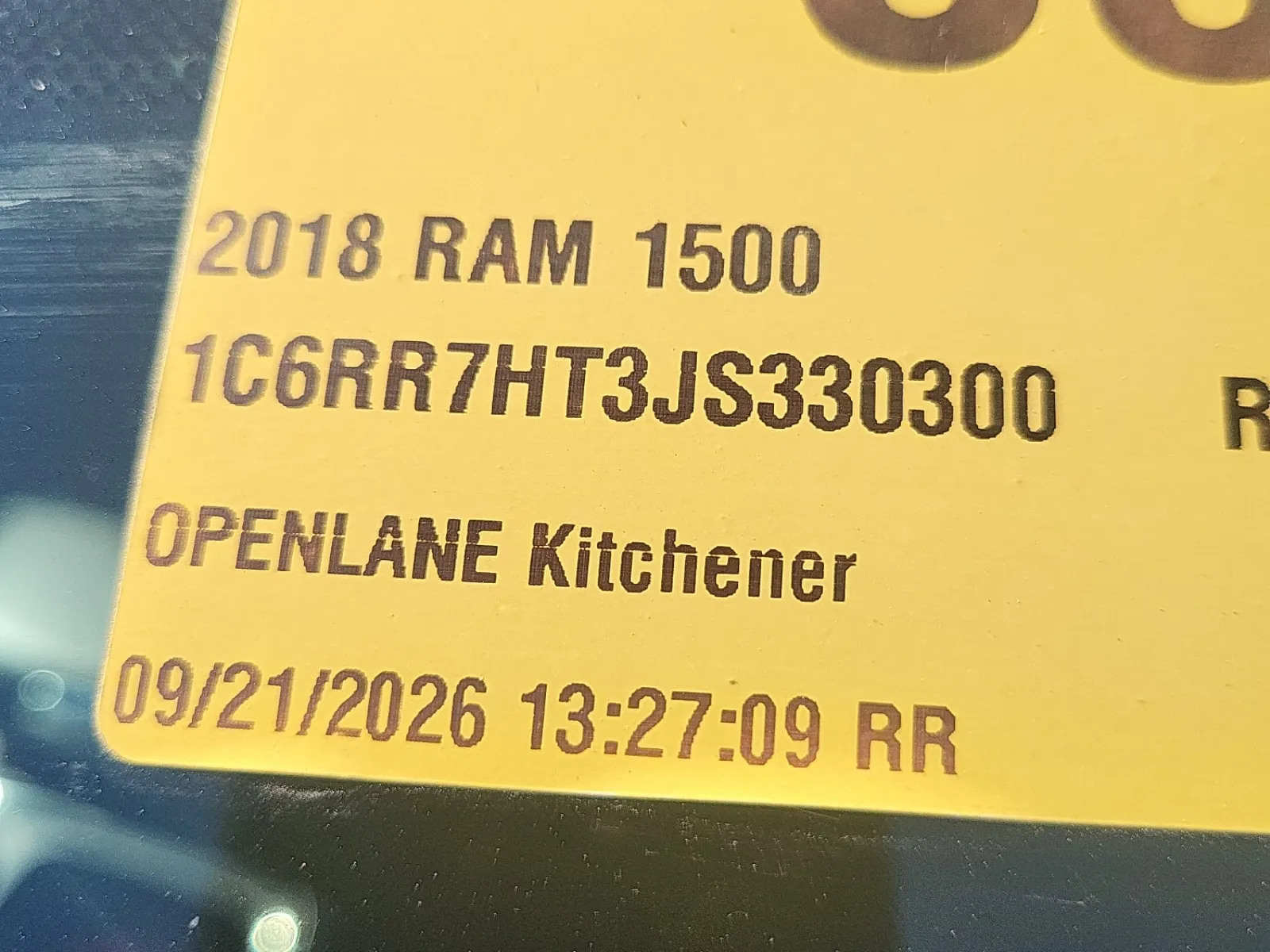 VIN Sticker Photo