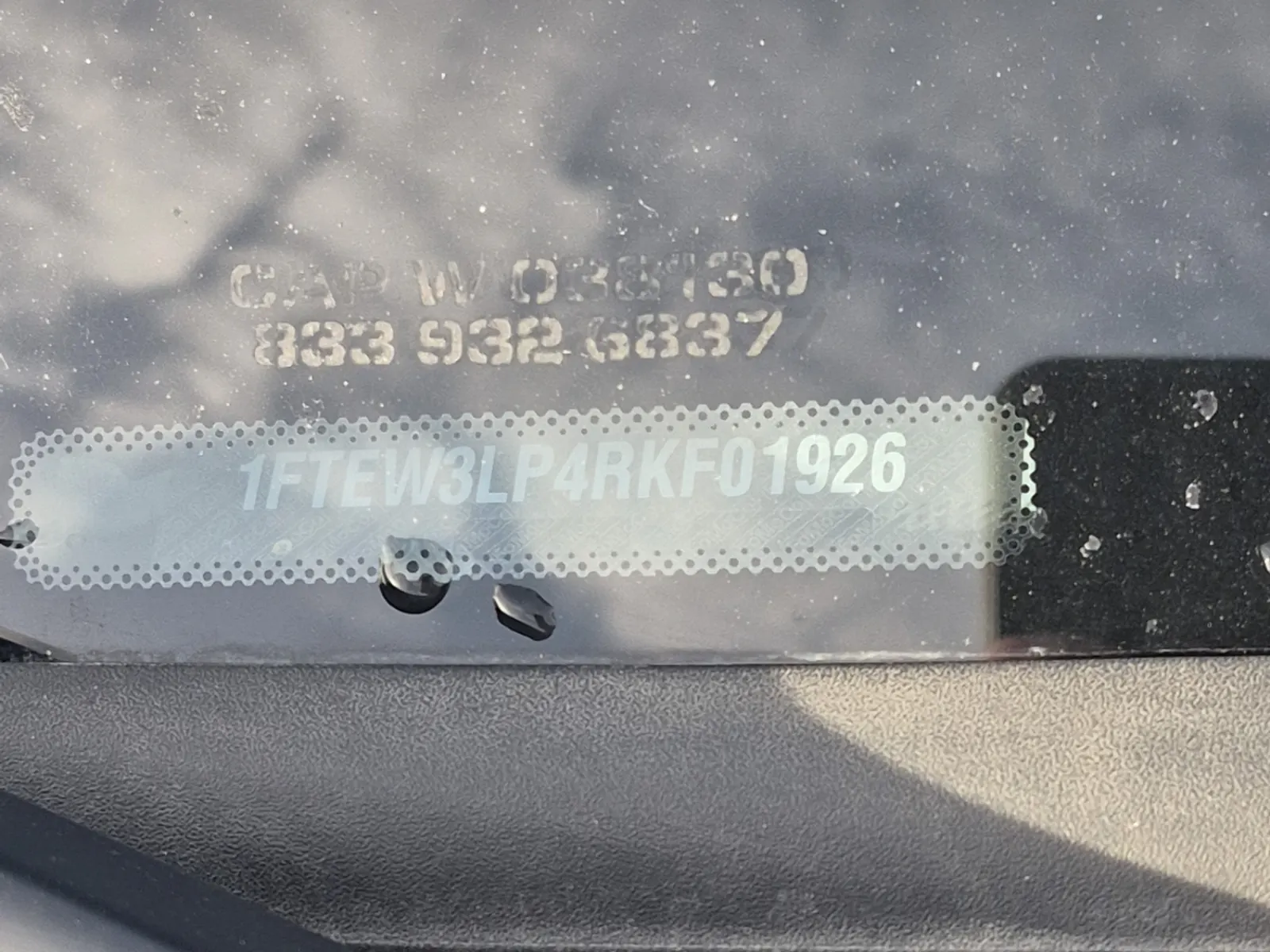 Dash VIN Plate Photo