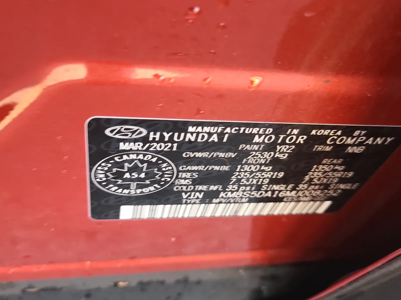 VIN Sticker Photo