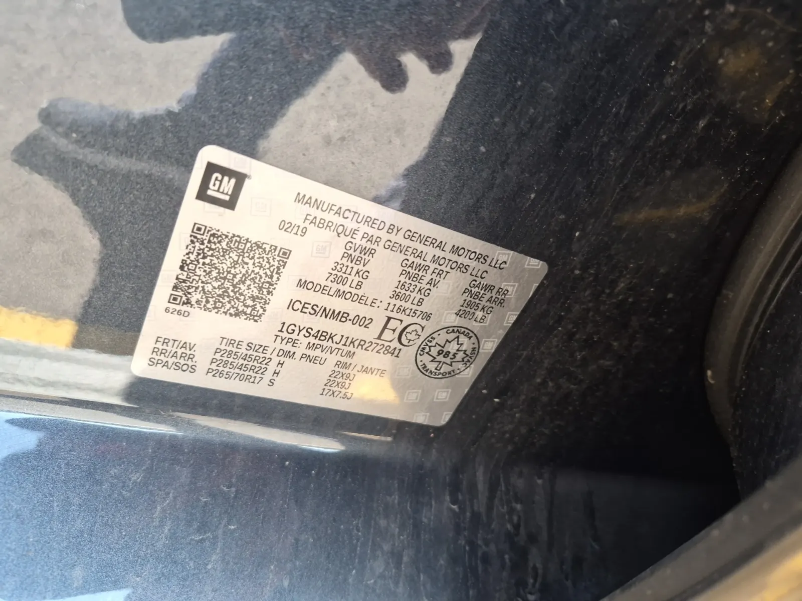 VIN Sticker Photo