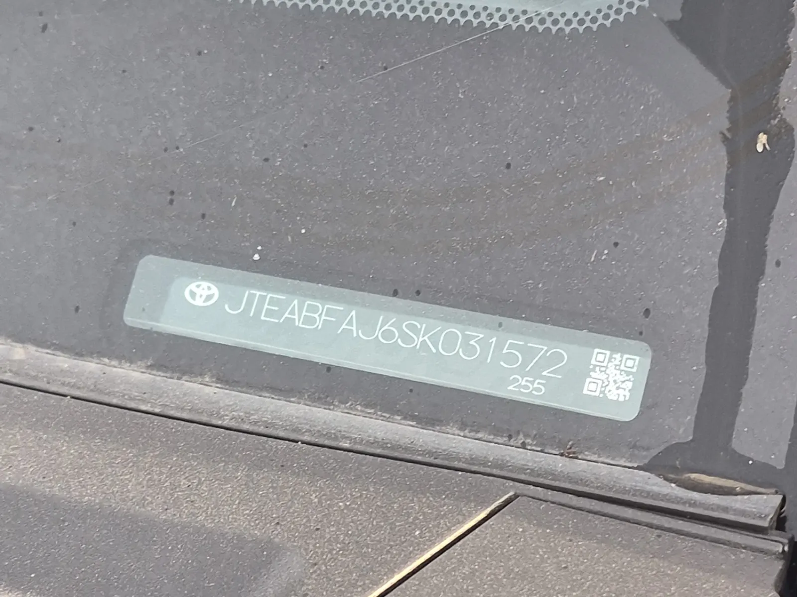 Dash VIN Plate Photo