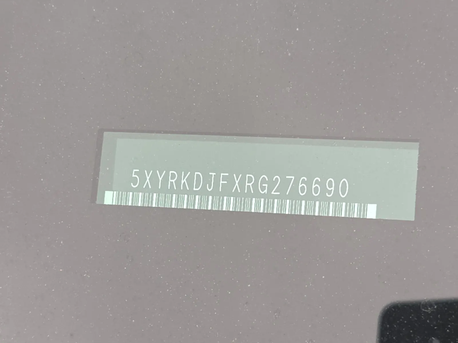 Dash VIN Plate Photo