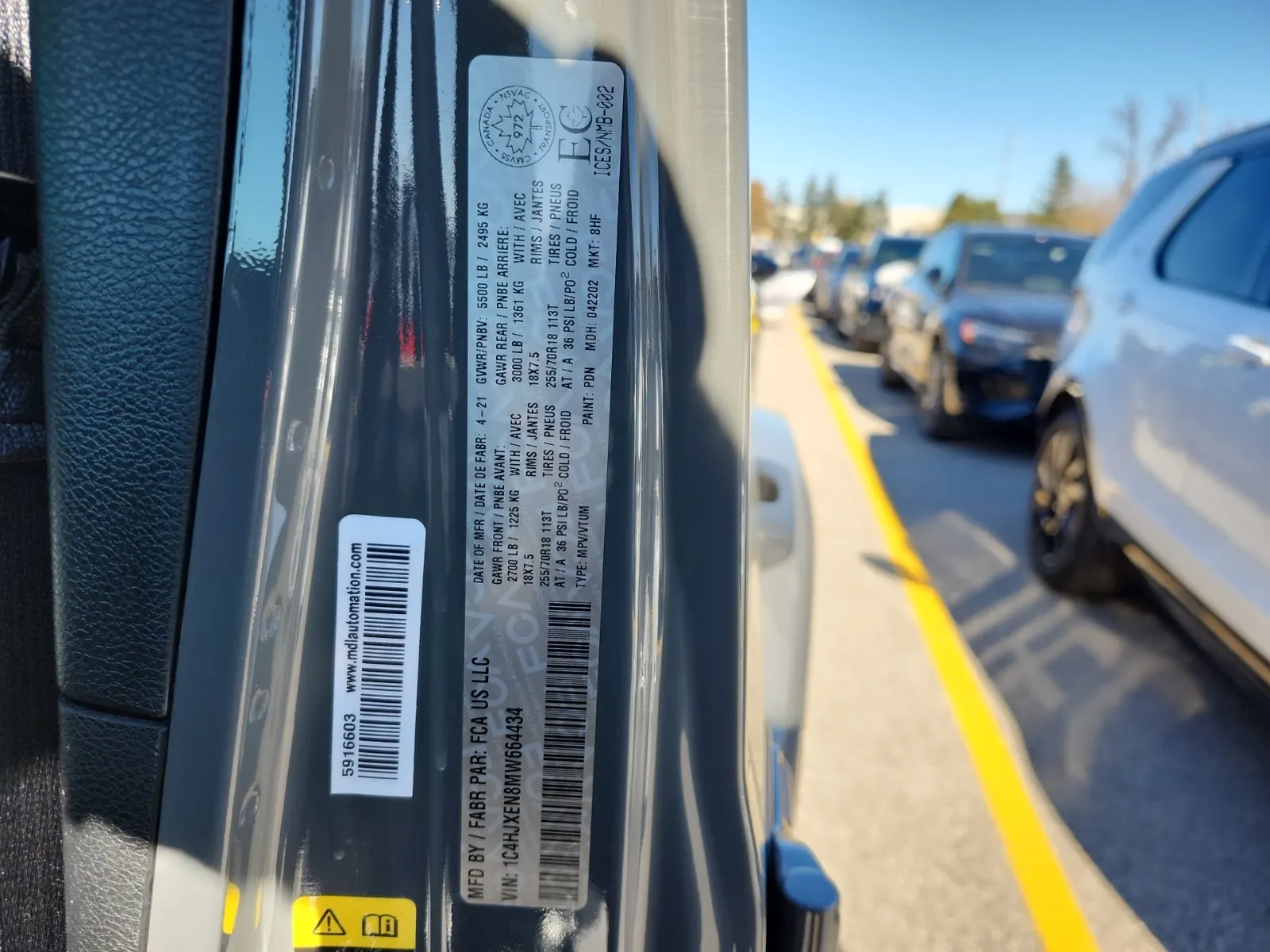 VIN Sticker Photo
