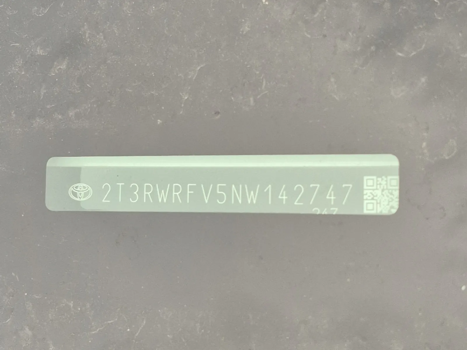 Dash VIN Plate Photo