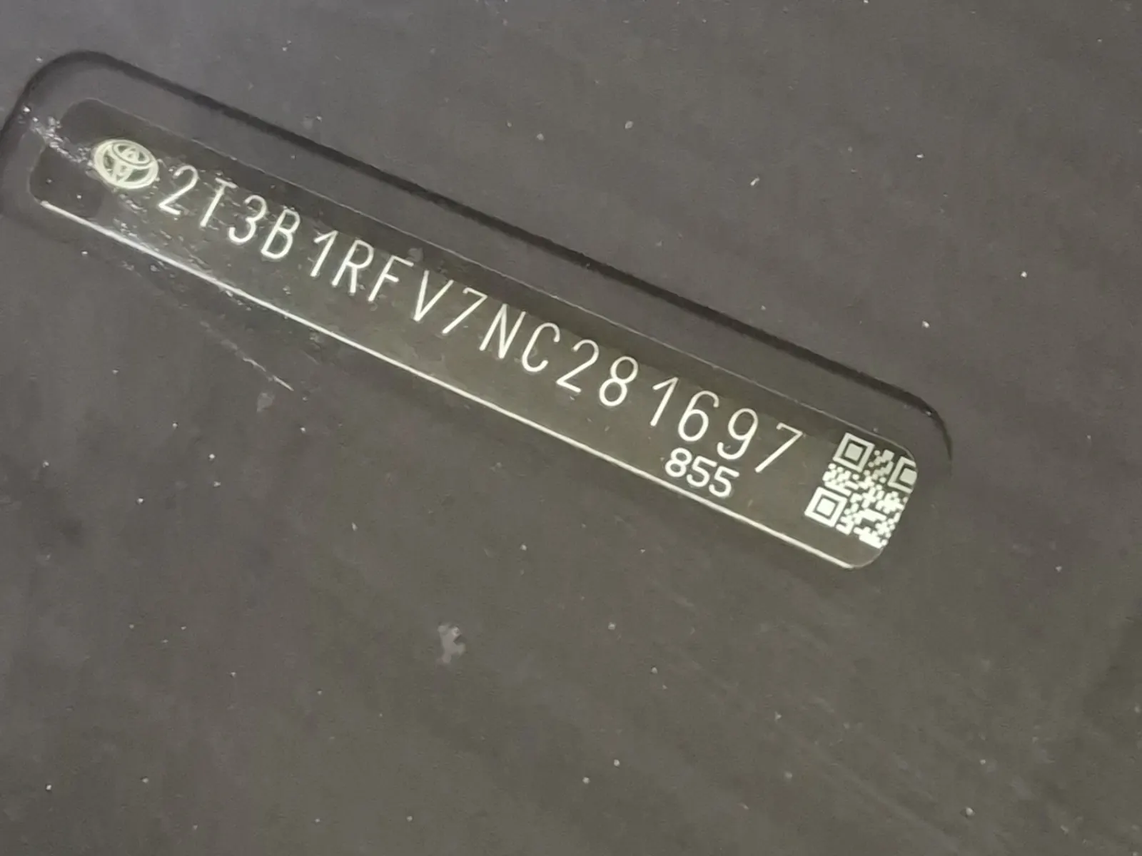 Dash VIN Plate Photo